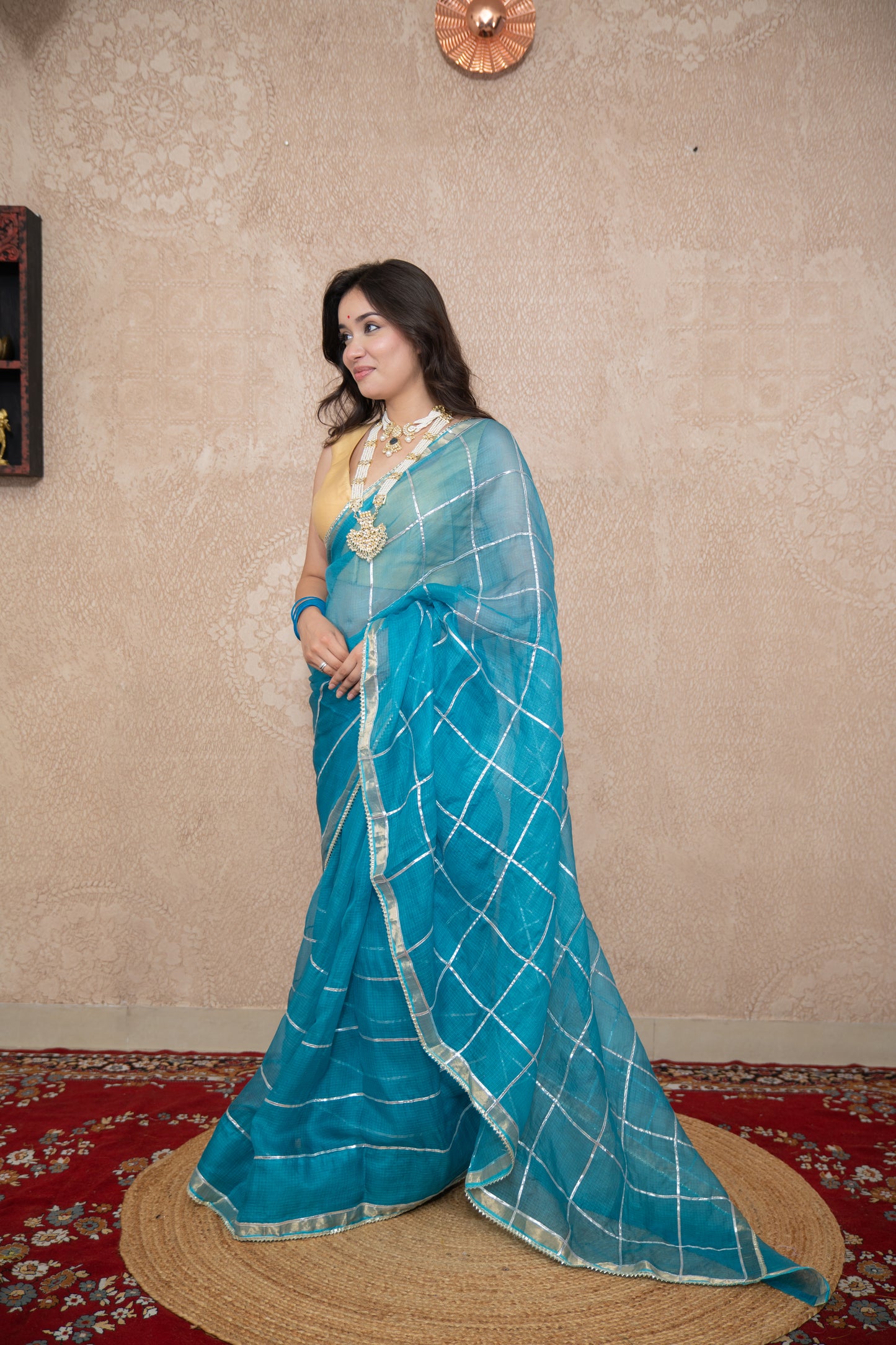 Aakashi- Blue Striped Gota Patti Saree