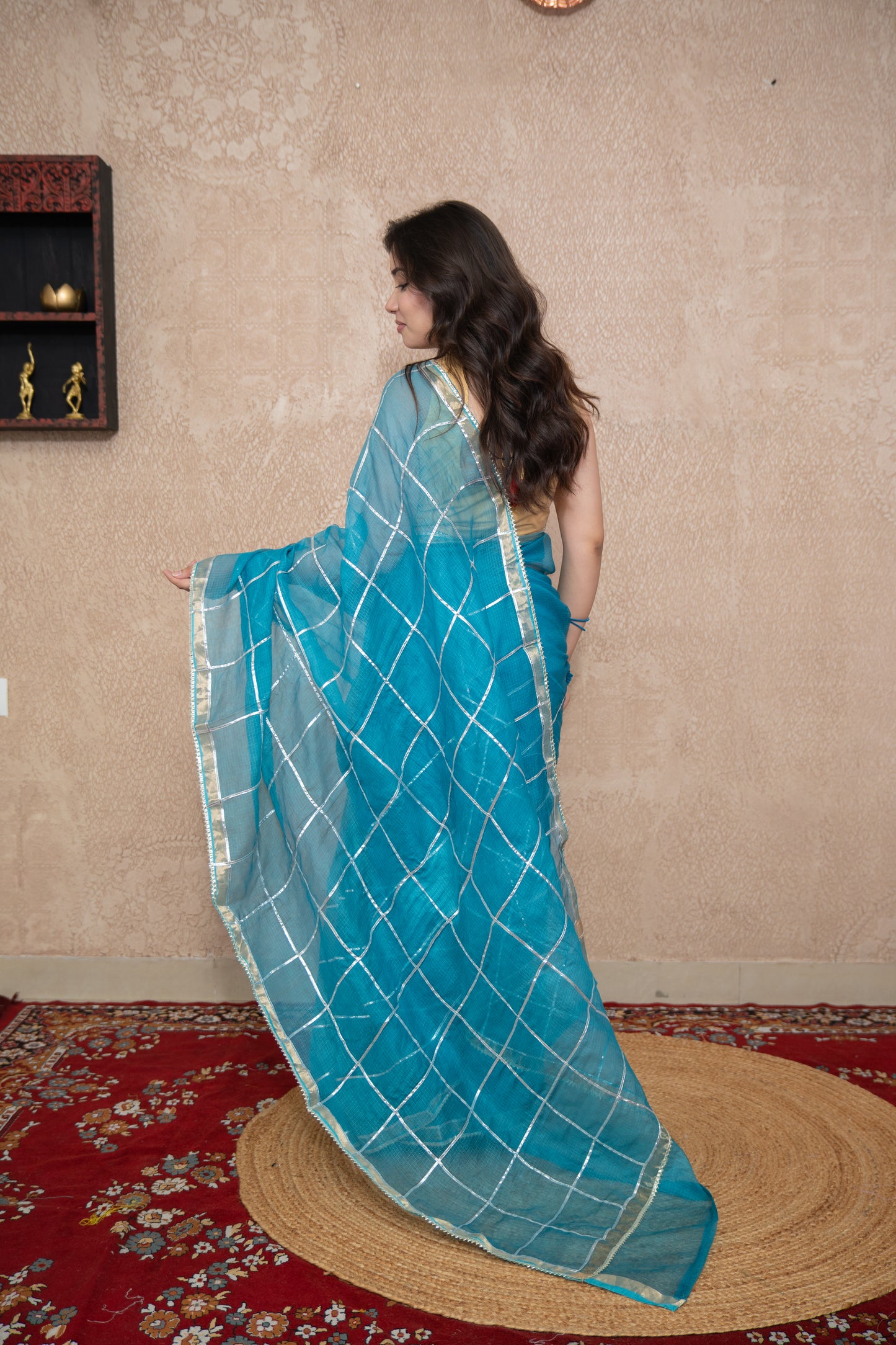 Aakashi- Blue Striped Gota Patti Saree
