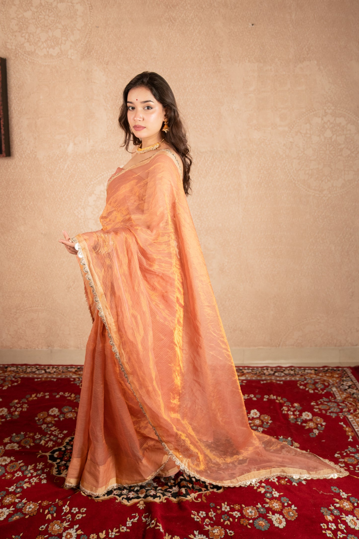 Amulya- Rose Gold Tissue Saree