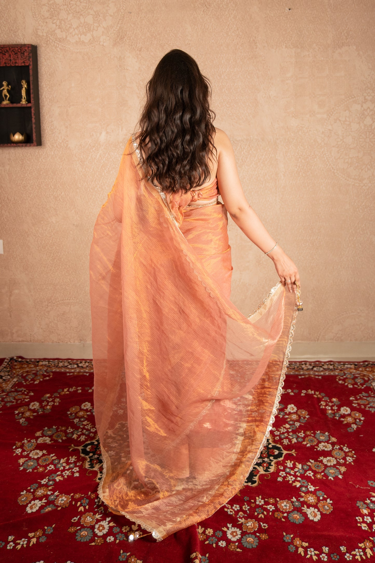 Amulya- Rose Gold Tissue Saree