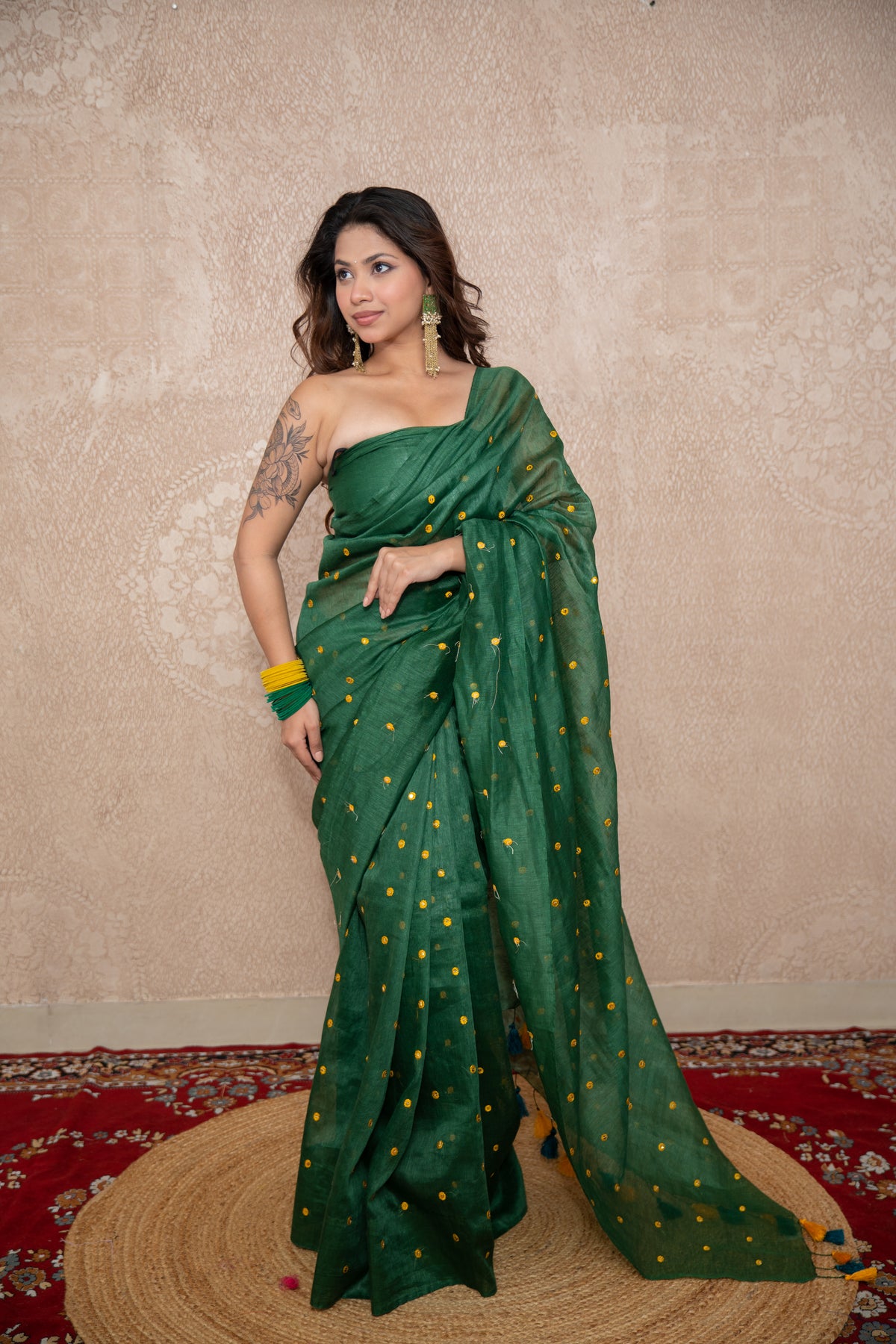 Archita- Green Tikli Work Saree