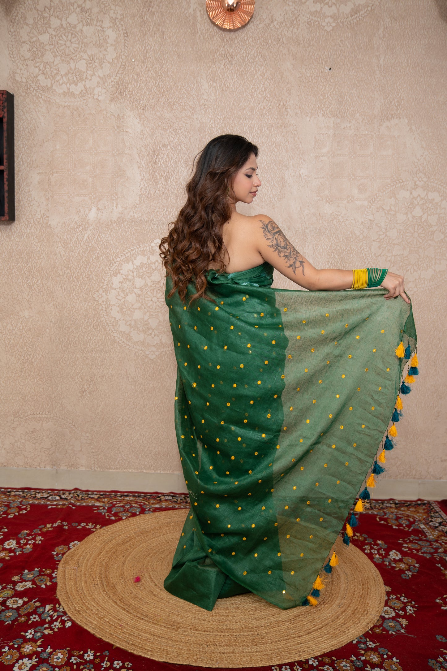 Archita- Green Tikli Work Saree