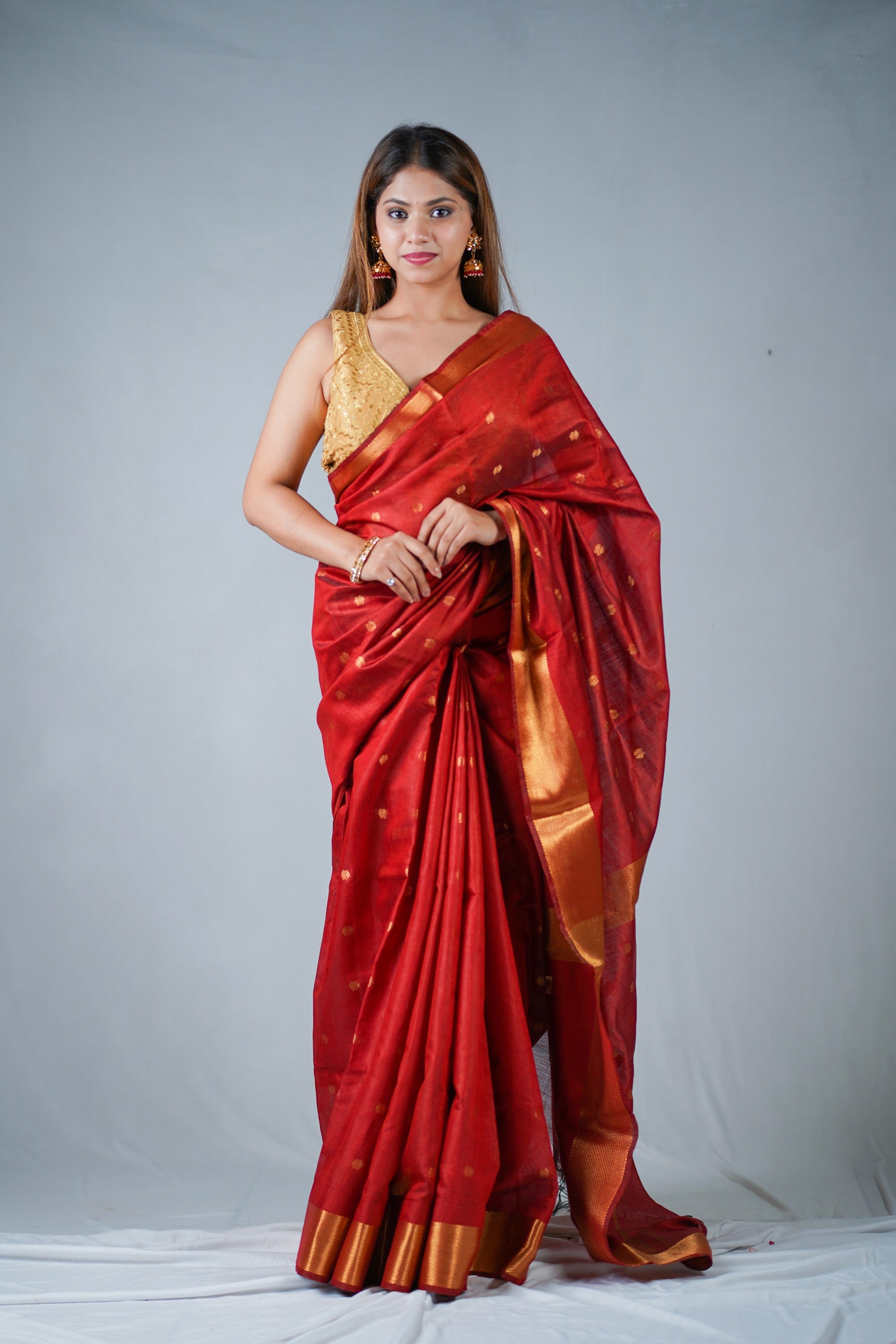 Lalima - Red Dotted Saree