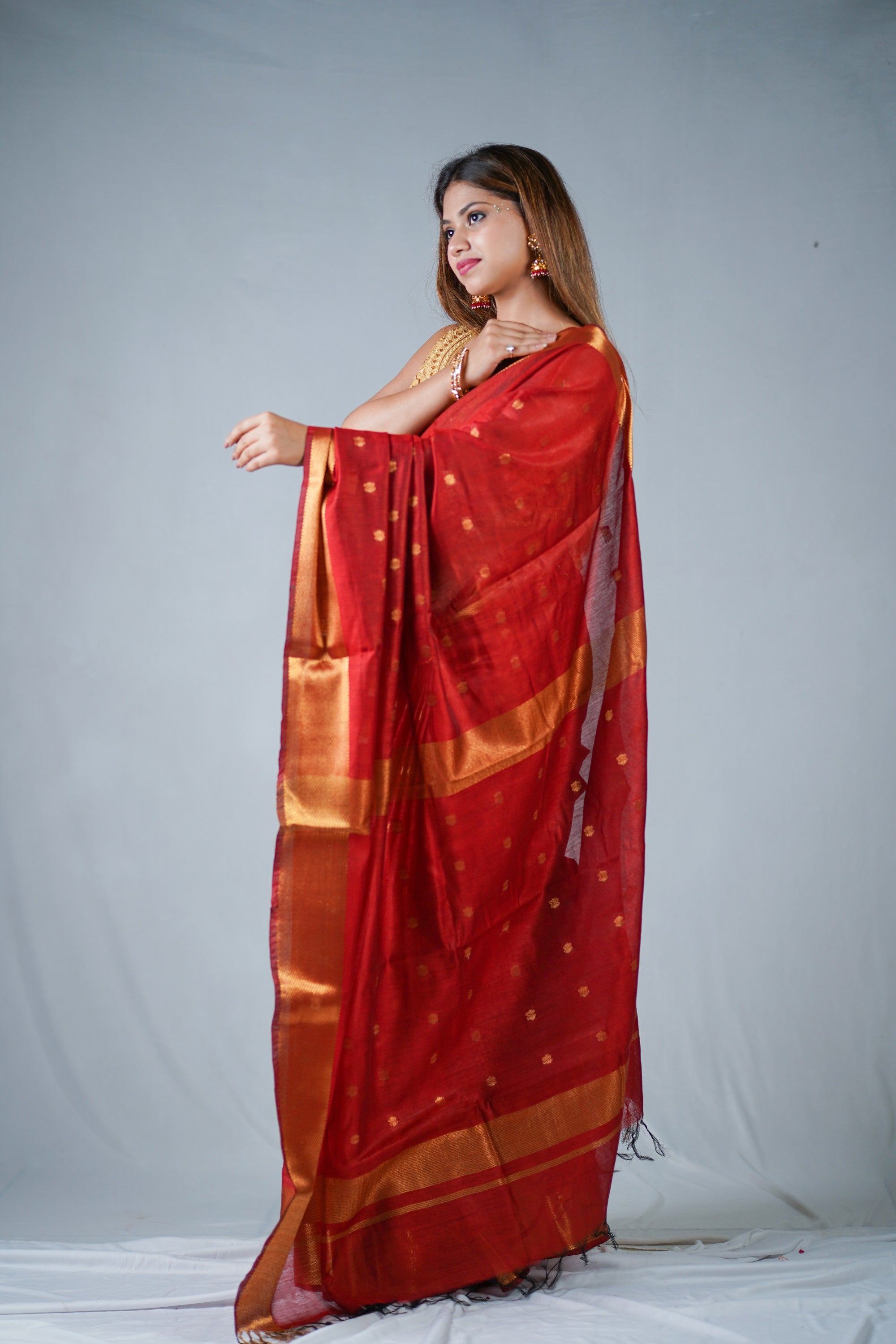 Lalima - Red Dotted Saree
