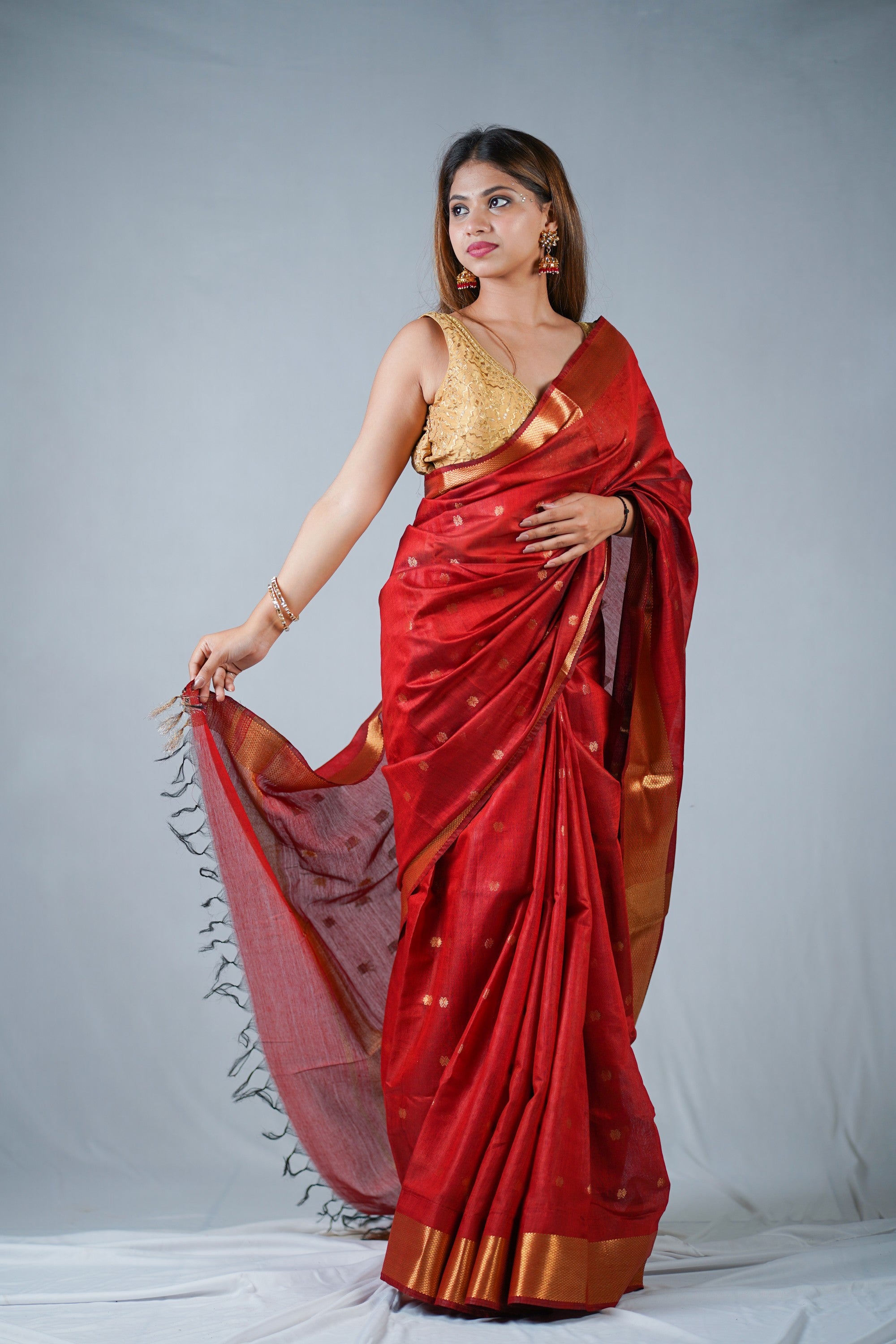 Lalima - Red Dotted Saree