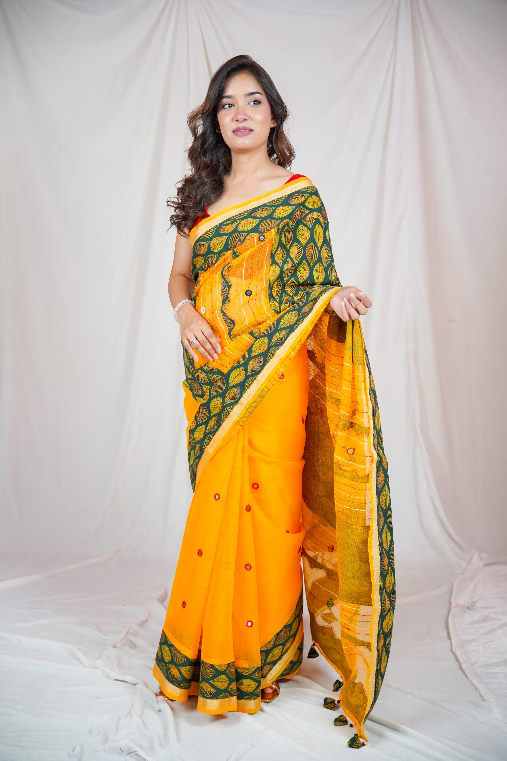 Yellow Flower- Kota Doria Saree