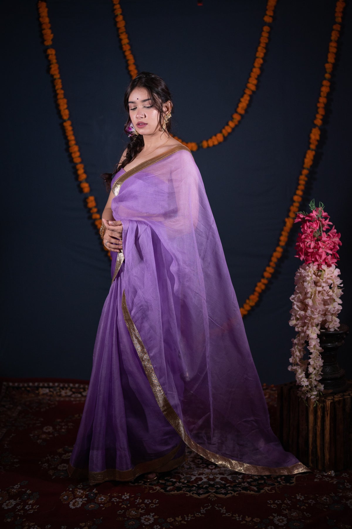 Maalti - Lavender Kota Silk Saree