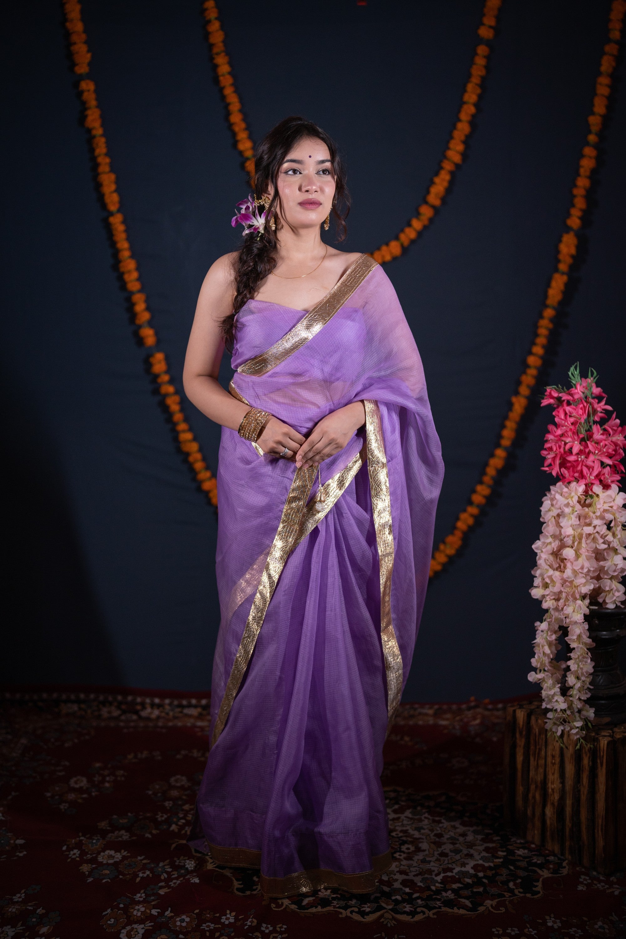 Maalti - Lavender Kota Silk Saree