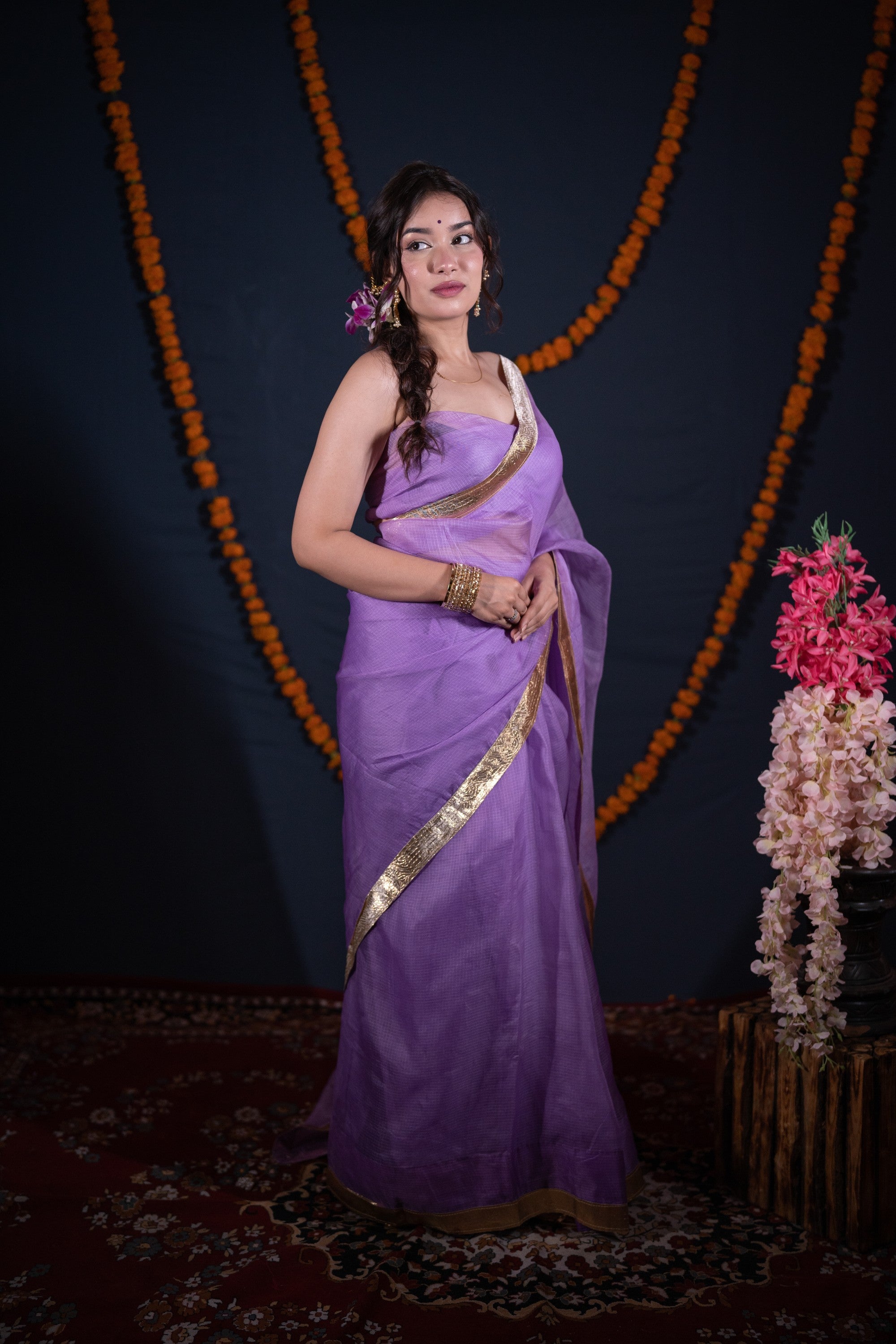 Maalti - Lavender Kota Silk Saree