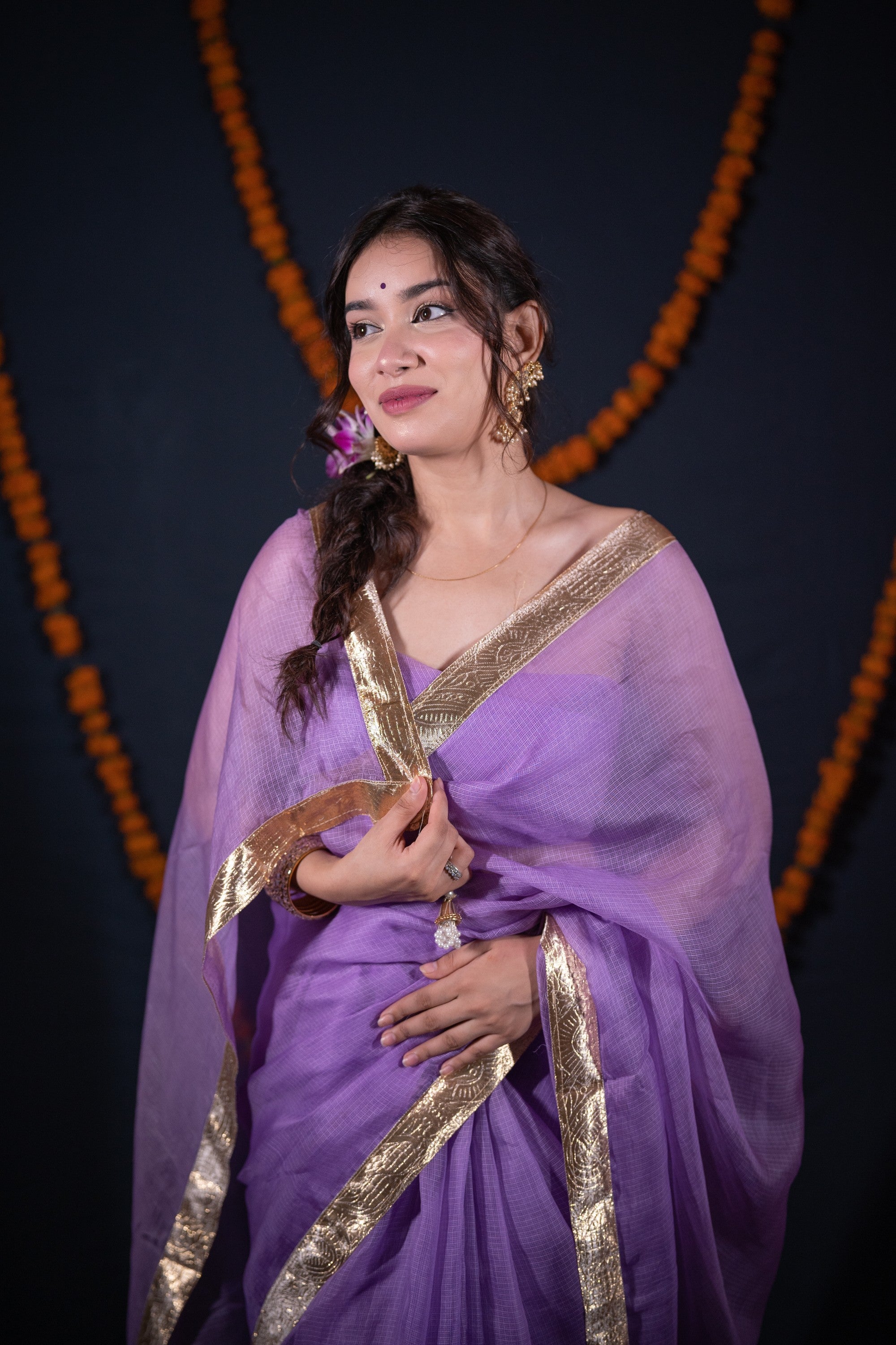 Maalti - Lavender Kota Silk Saree