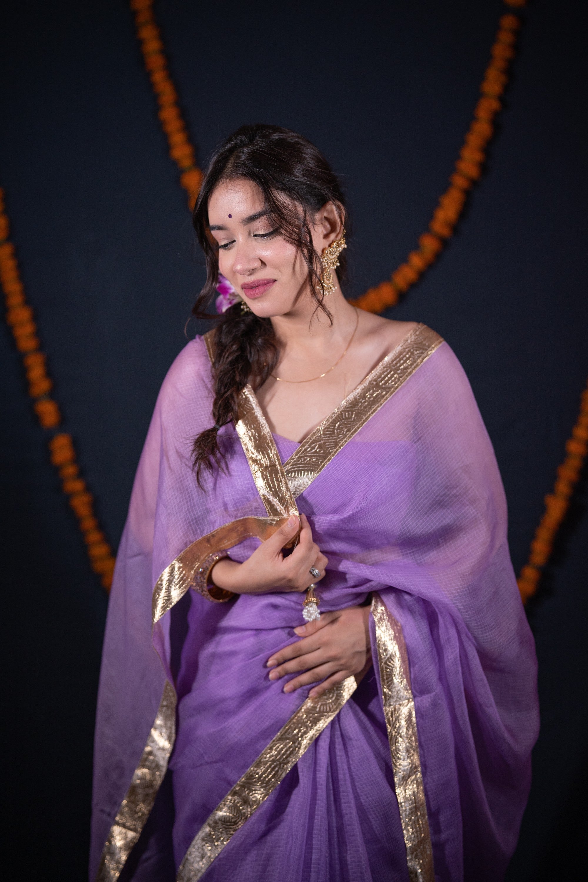 Maalti - Lavender Kota Silk Saree