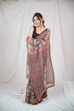 Floral Noir- Kota Doria Saree
