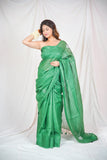 Lush Linen - Green Linen Saree