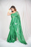 Lush Linen - Green Linen Saree