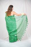 Lush Linen - Green Linen Saree