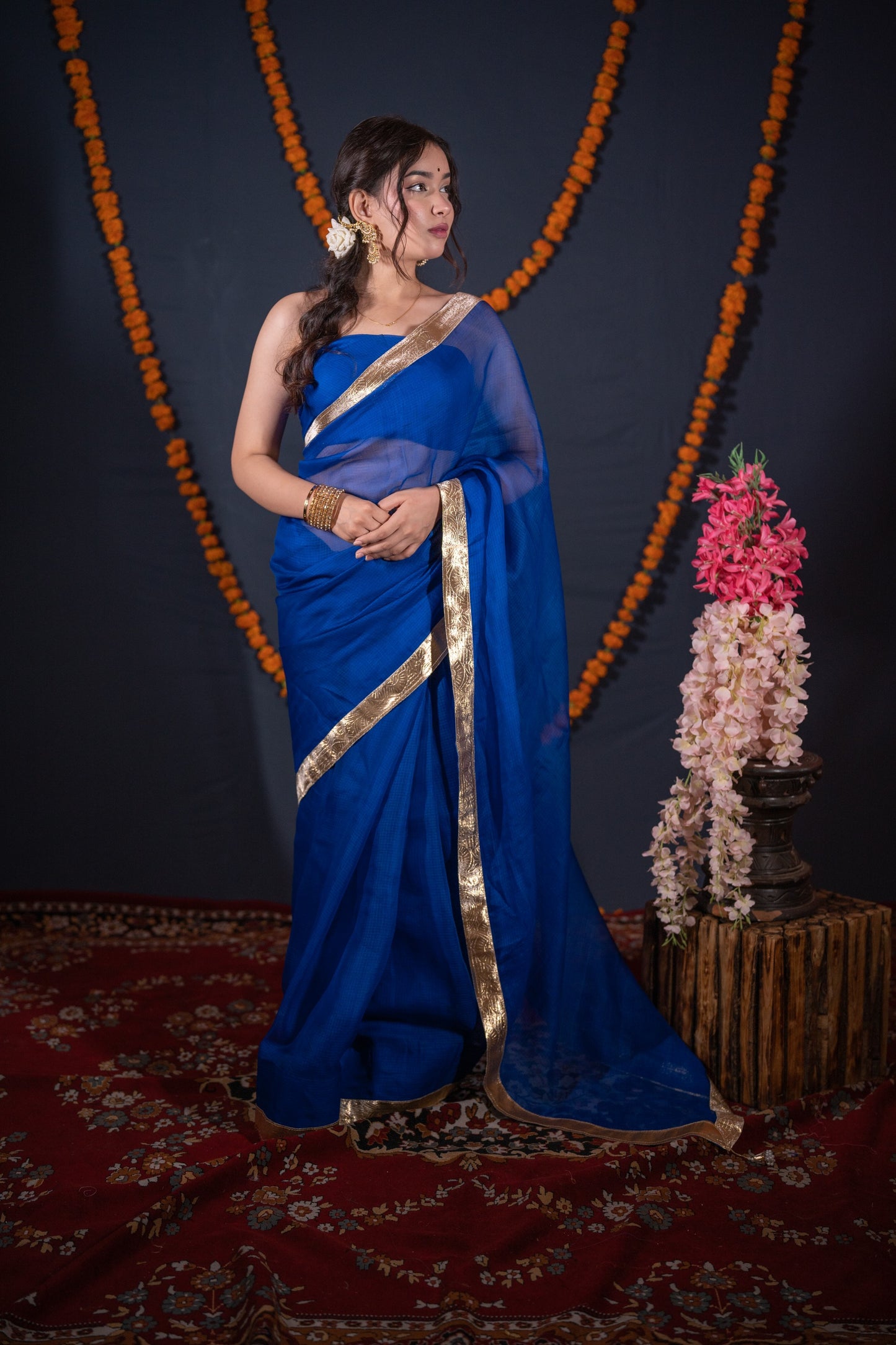 Jaldhi- Blue Kota Silk Saree
