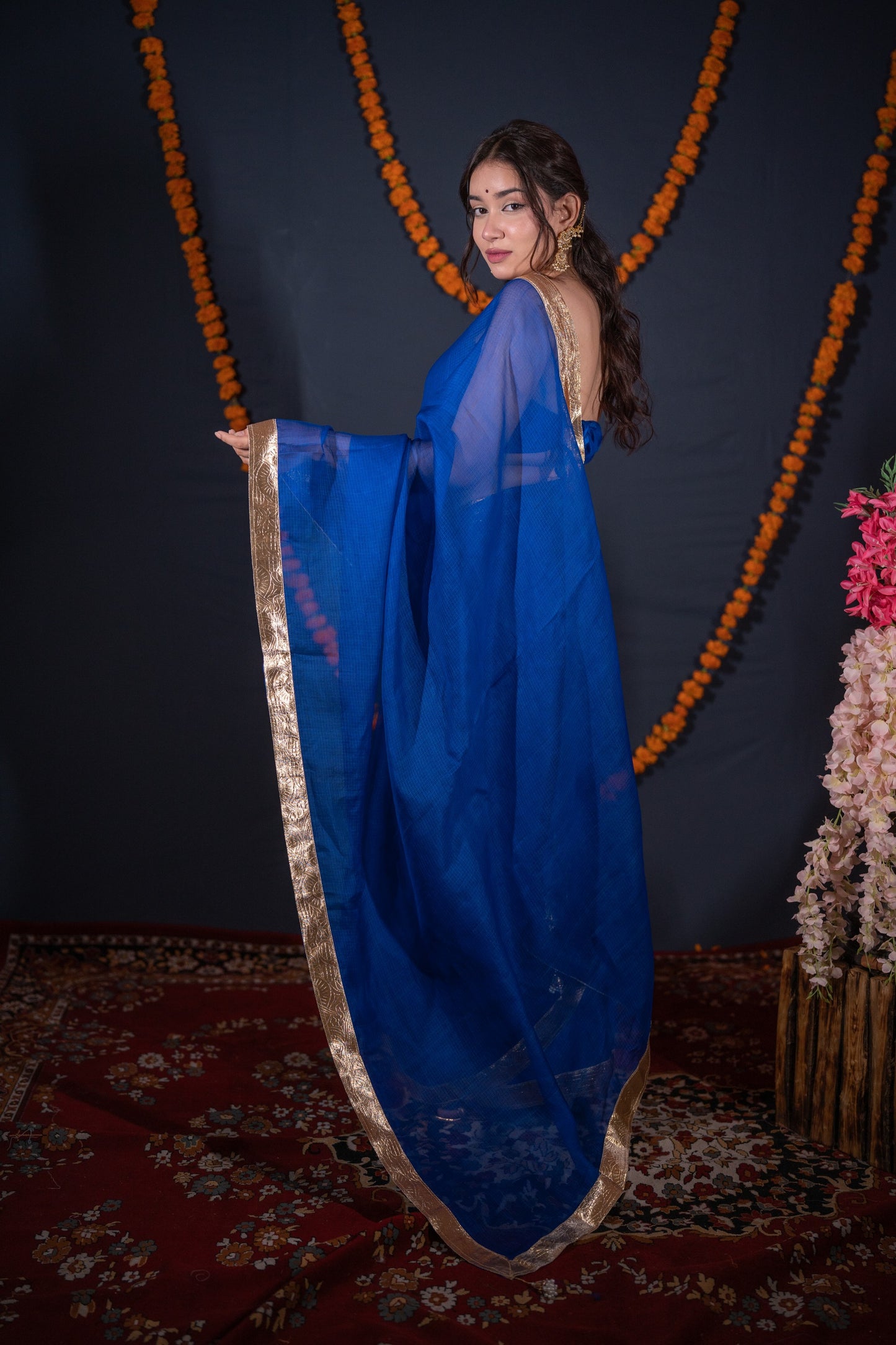 Jaldhi- Blue Kota Silk Saree