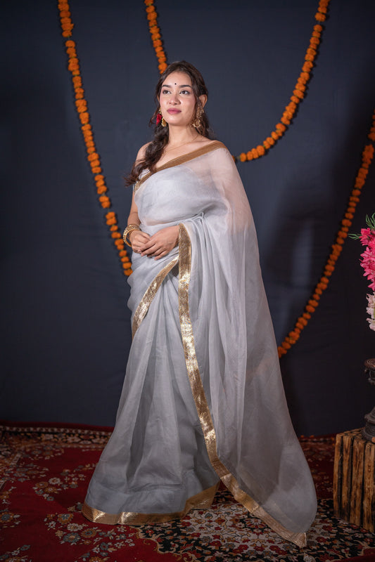 Mandakini- Grey Kota Silk Saree