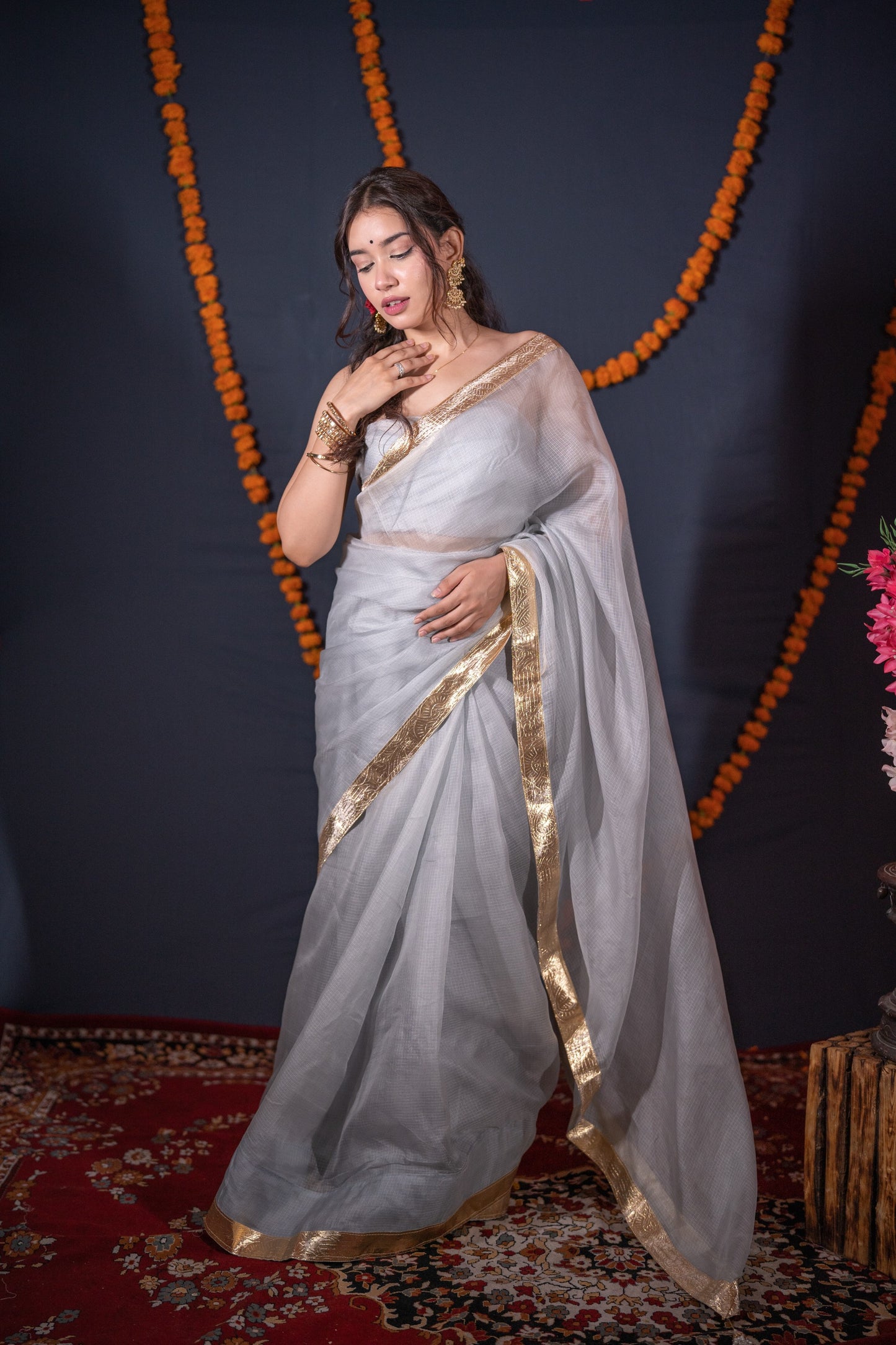 Mandakini- Grey Kota Silk Saree
