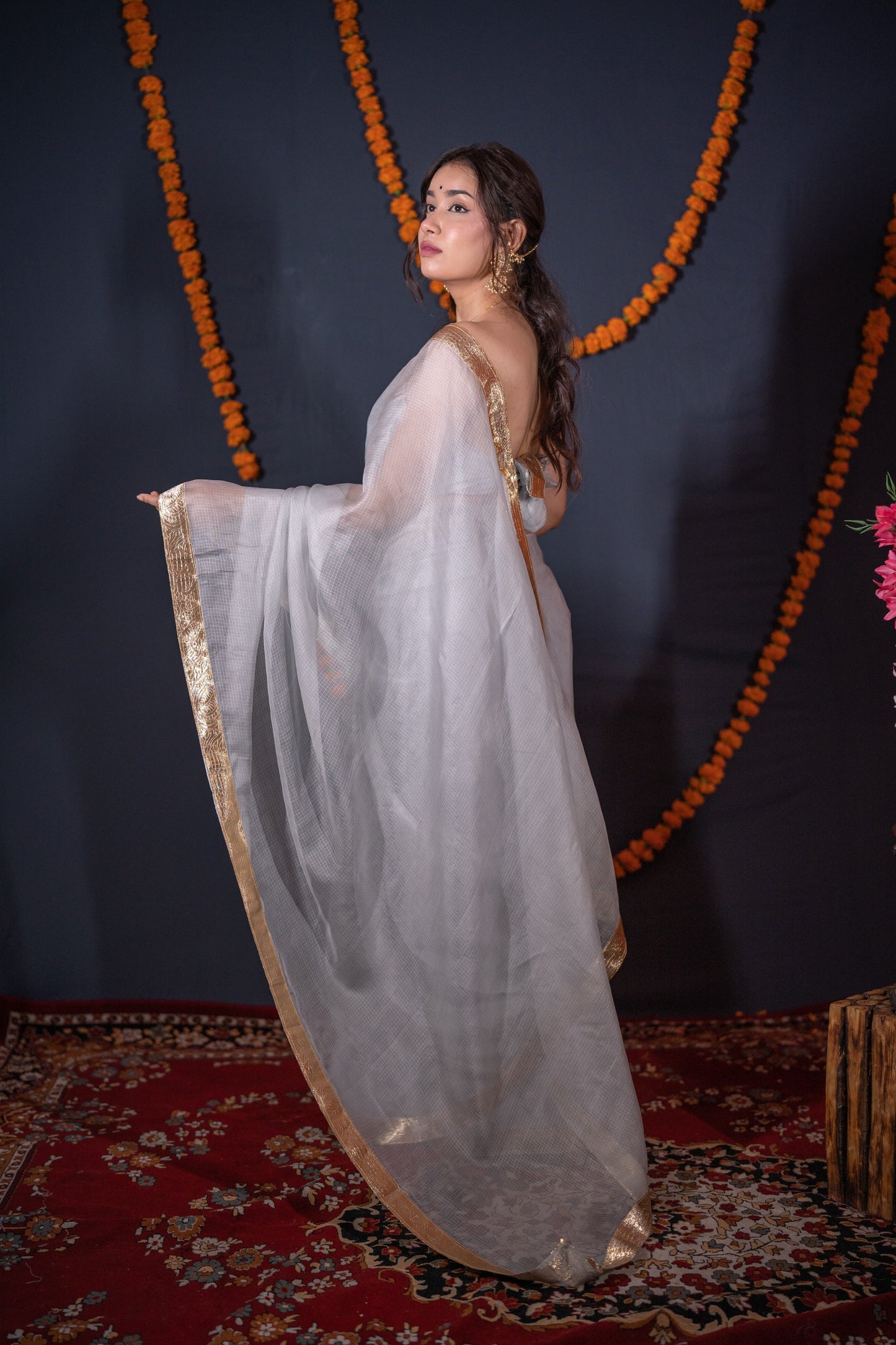 Mandakini- Grey Kota Silk Saree