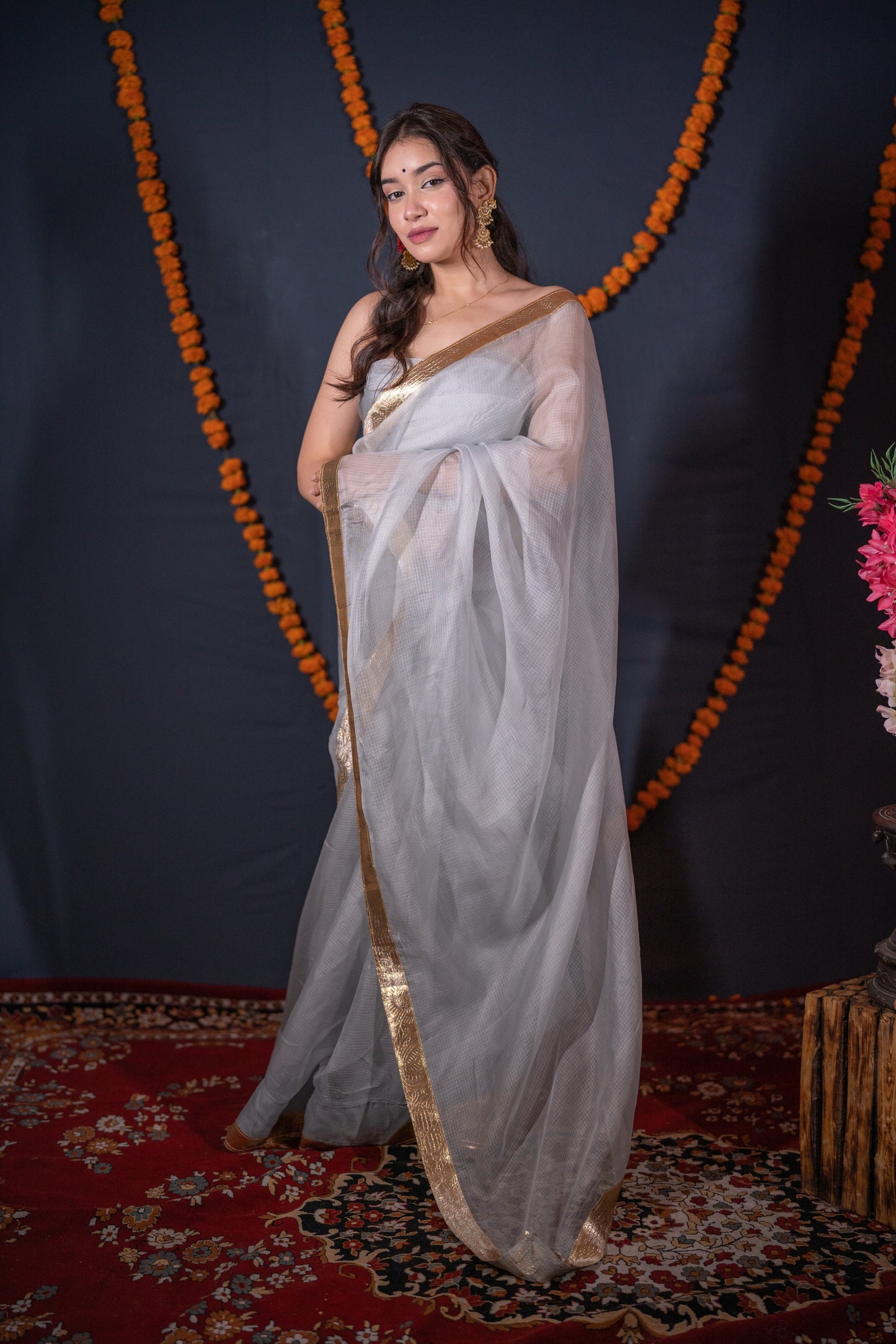 Mandakini- Grey Kota Silk Saree