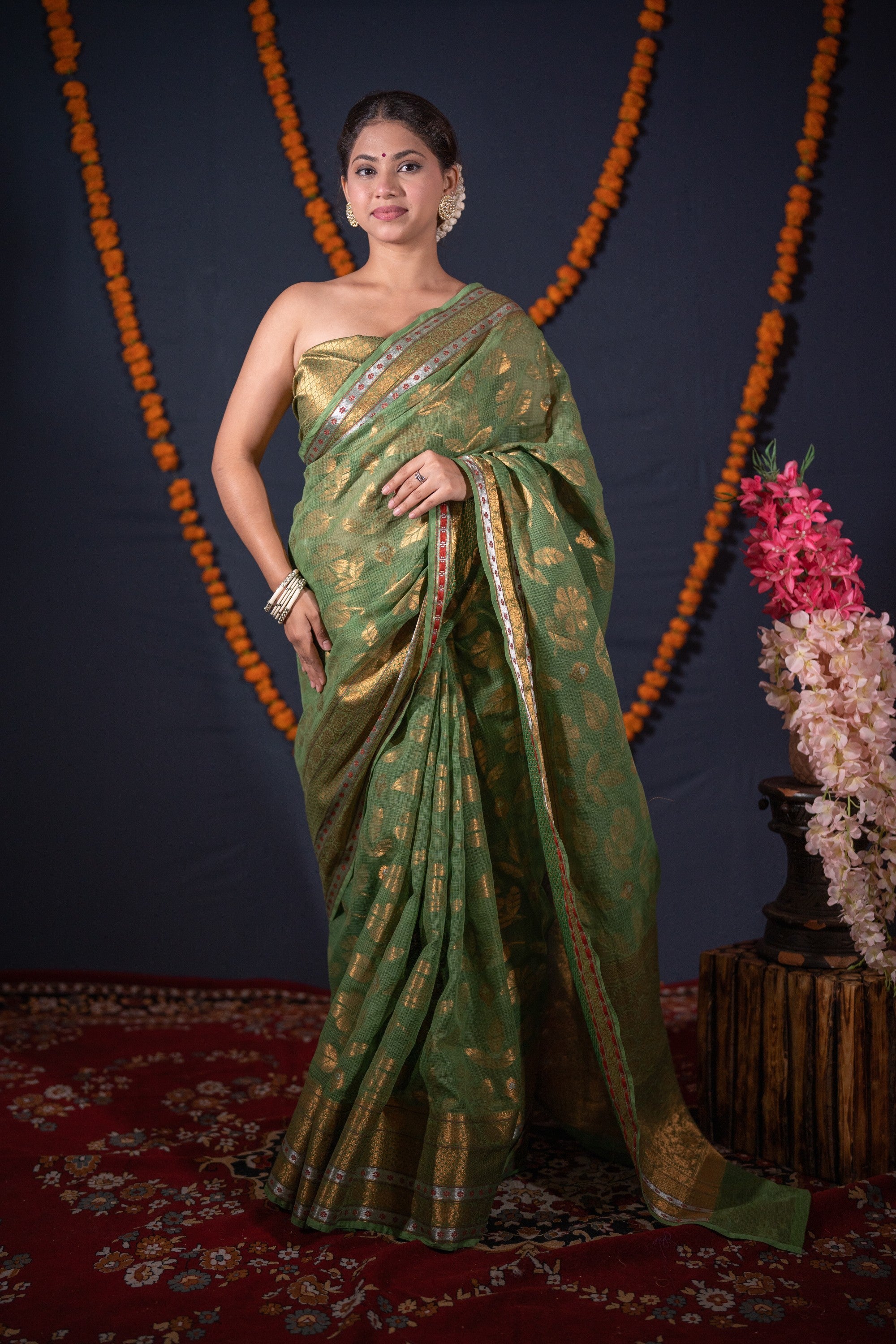 Snigdha- Floral Woven Kota Doria Saree