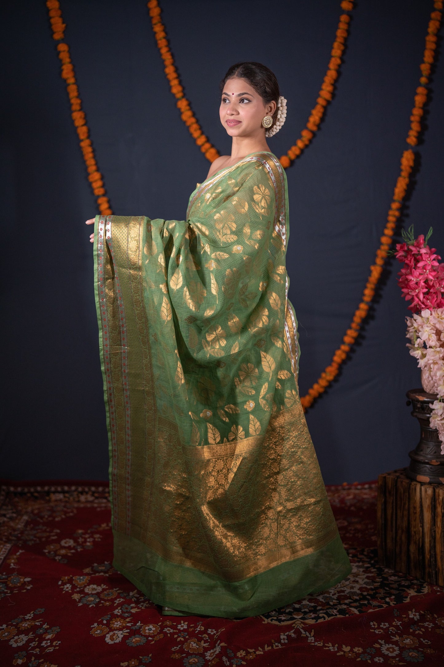 Snigdha- Floral Woven Kota Doria Saree