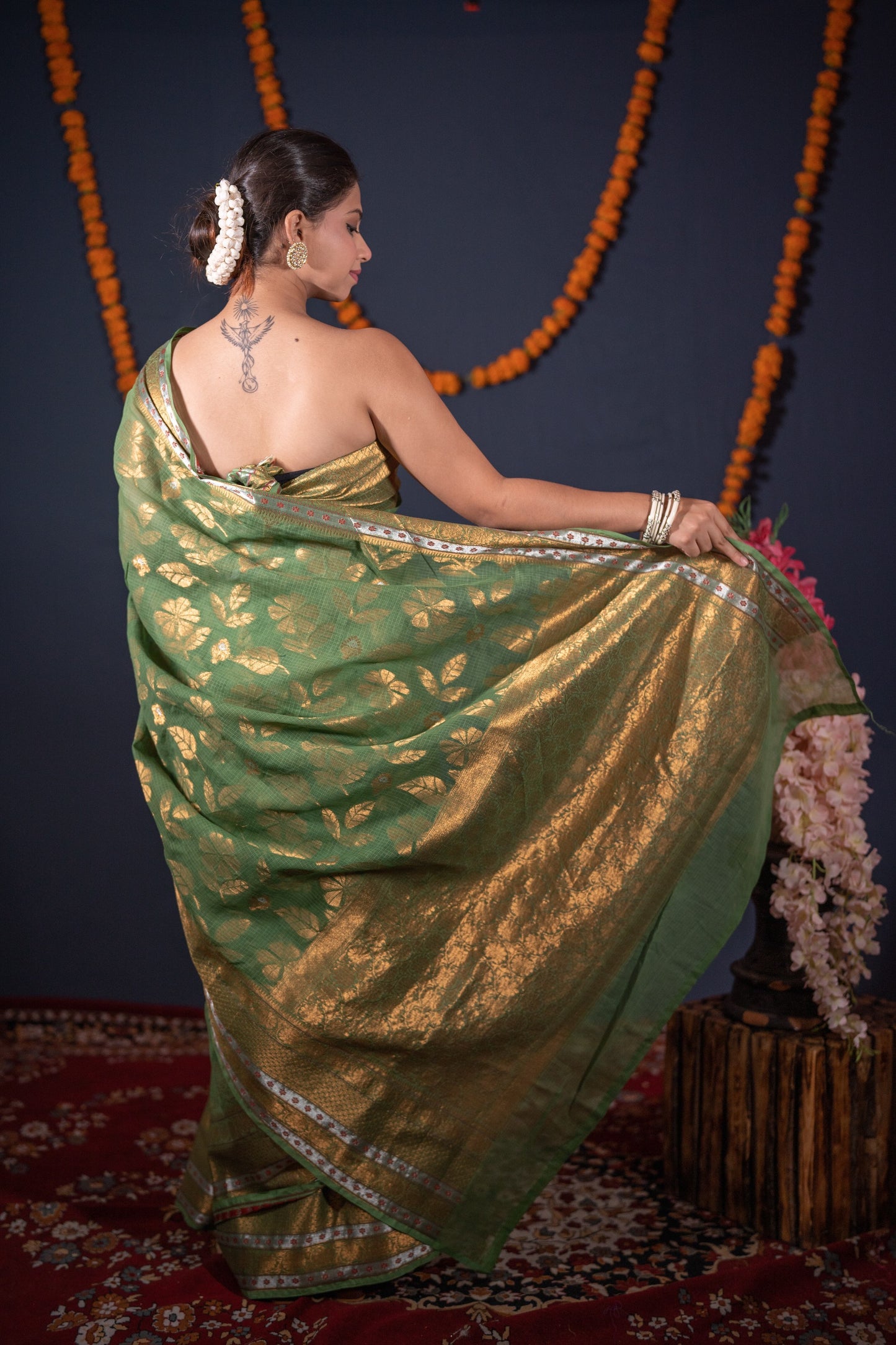 Snigdha- Floral Woven Kota Doria Saree