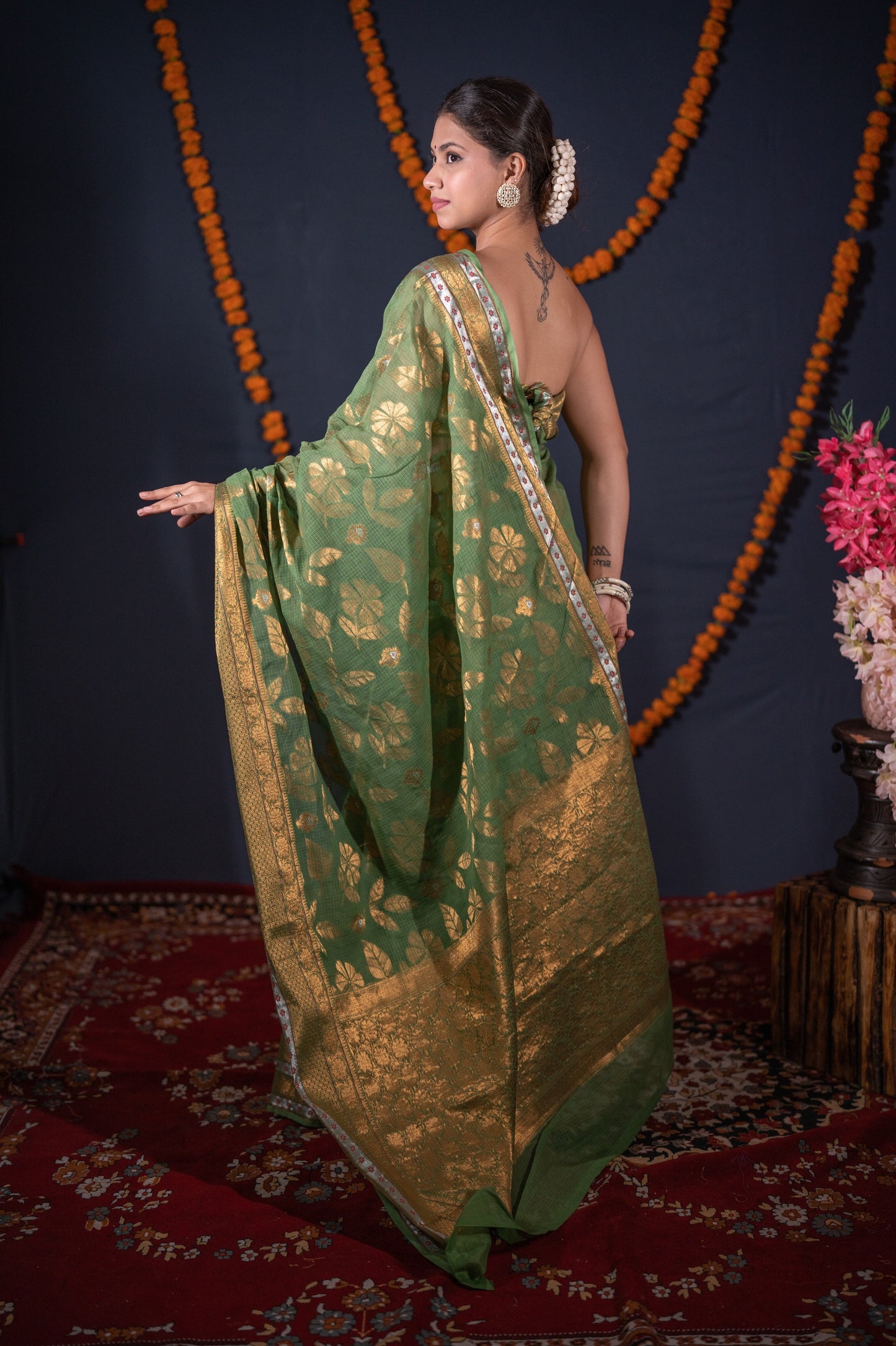 Snigdha- Floral Woven Kota Doria Saree