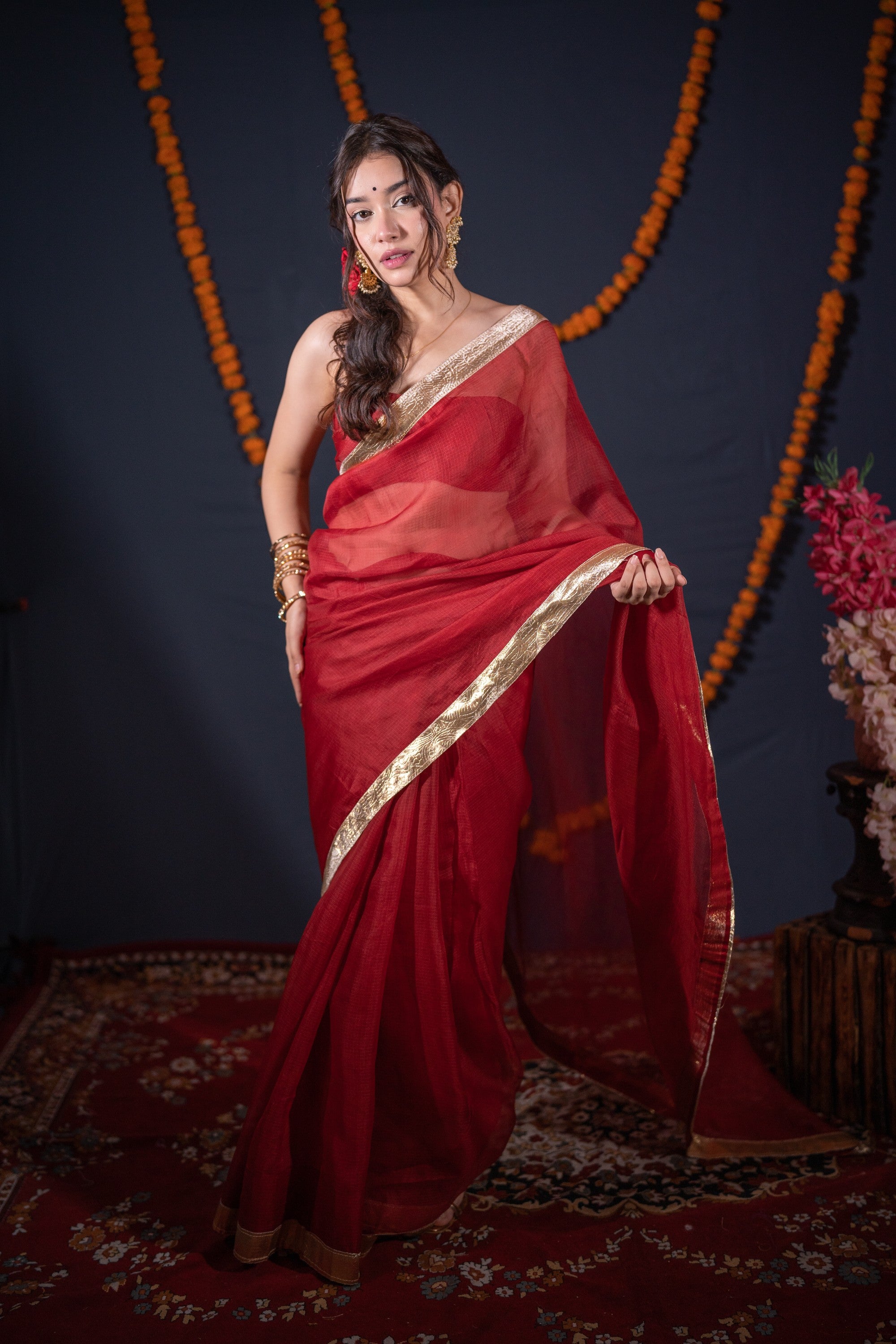 Ambarika- Maroon Kota Silk Saree
