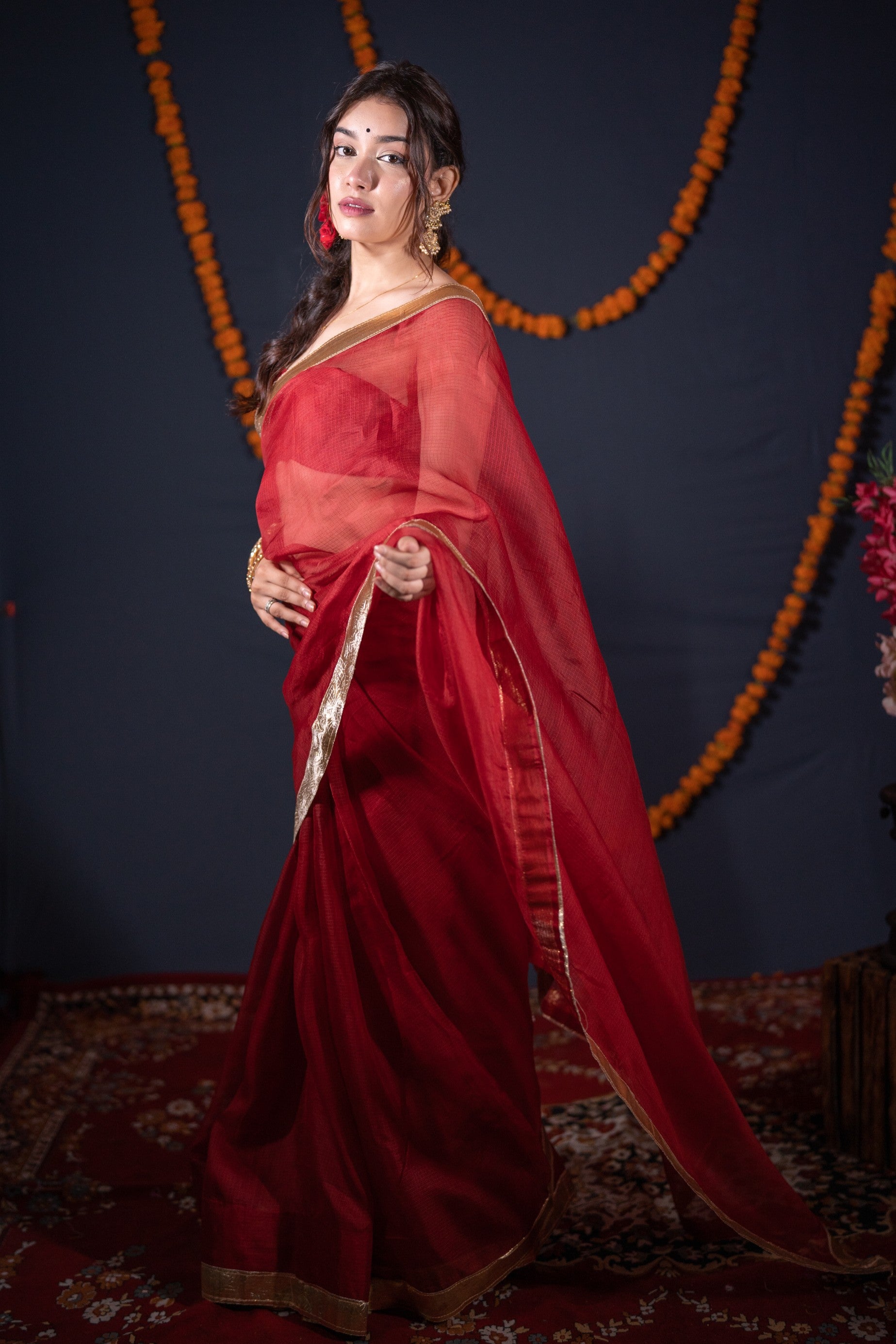 Ambarika- Maroon Kota Silk Saree