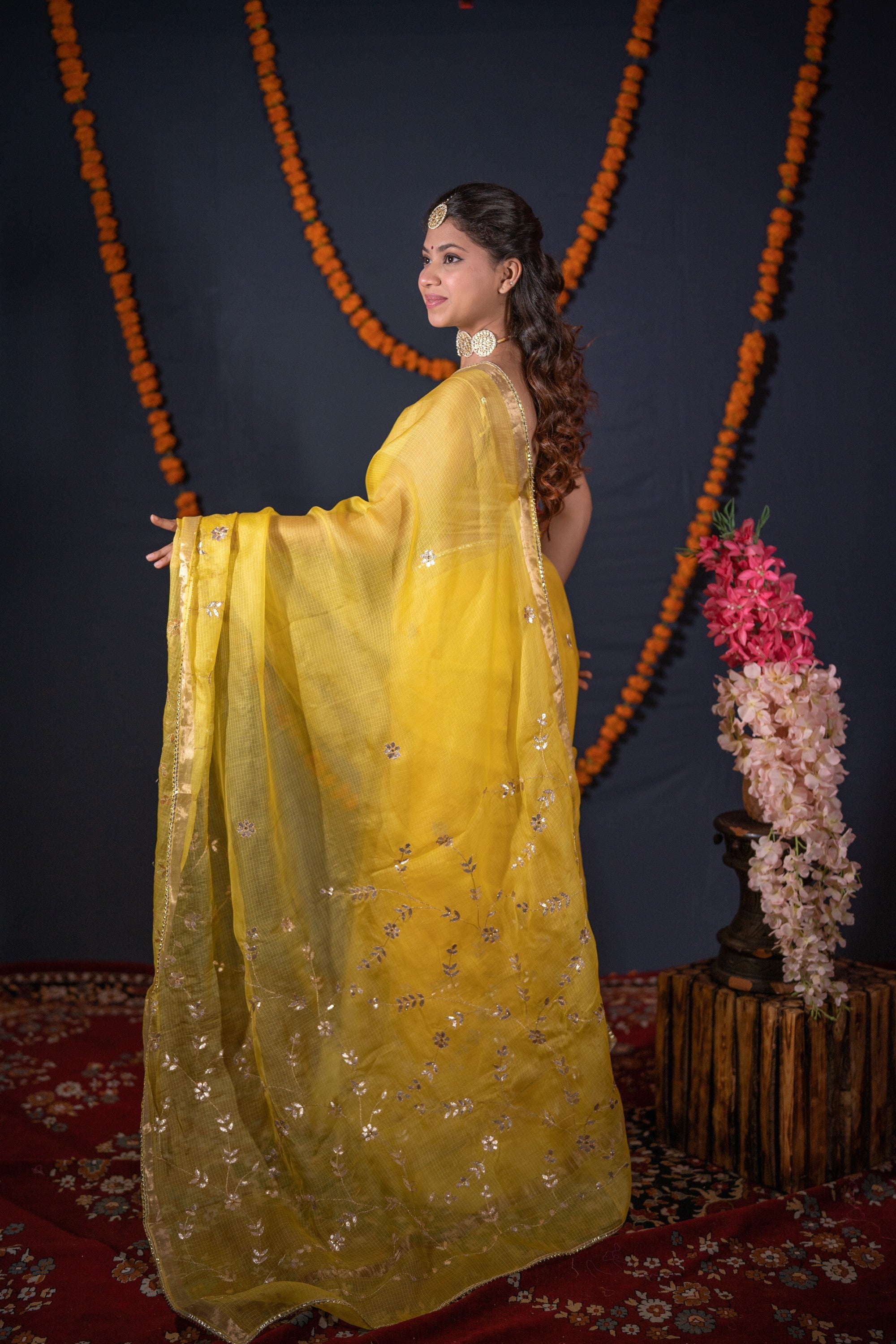 Sonallika- Floral Gota Patti Saree
