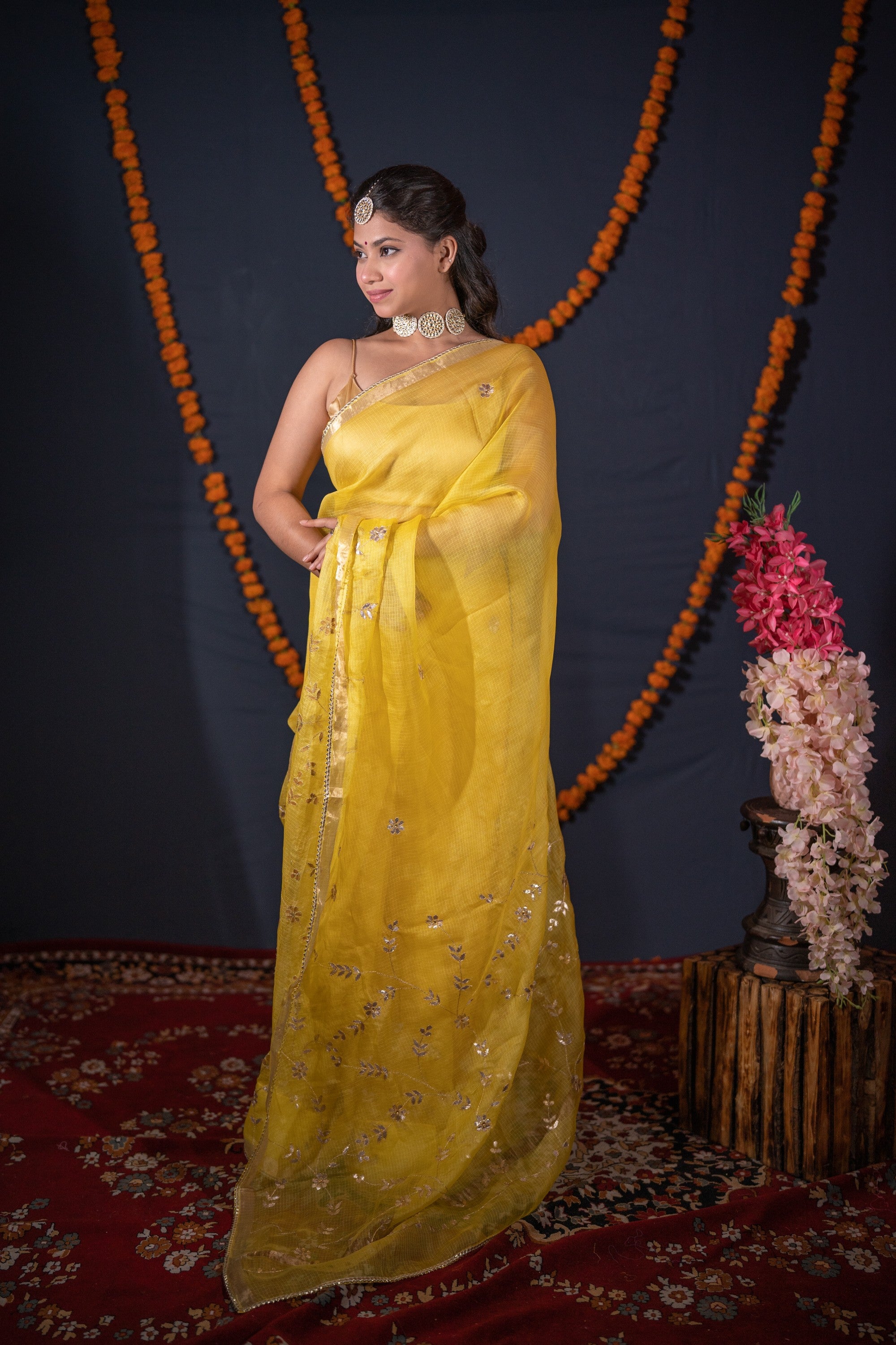 Sonallika- Floral Gota Patti Saree
