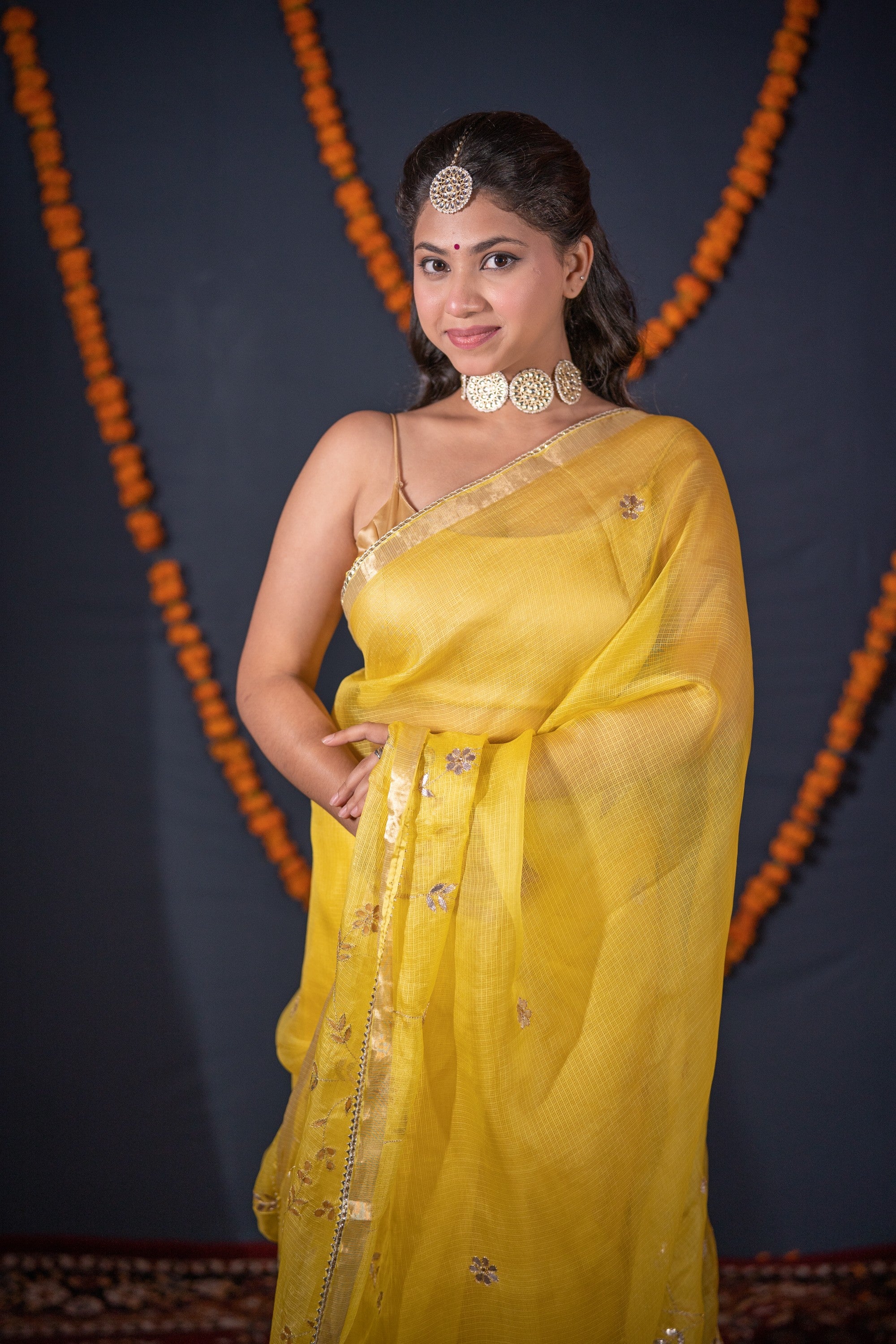 Sonallika- Floral Gota Patti Saree