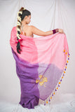 Rose Blush: Two-Toned Linen Saree