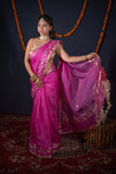 Madhurima- Pink Floral Gota Saree