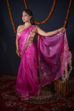 Madhurima- Pink Floral Gota Saree