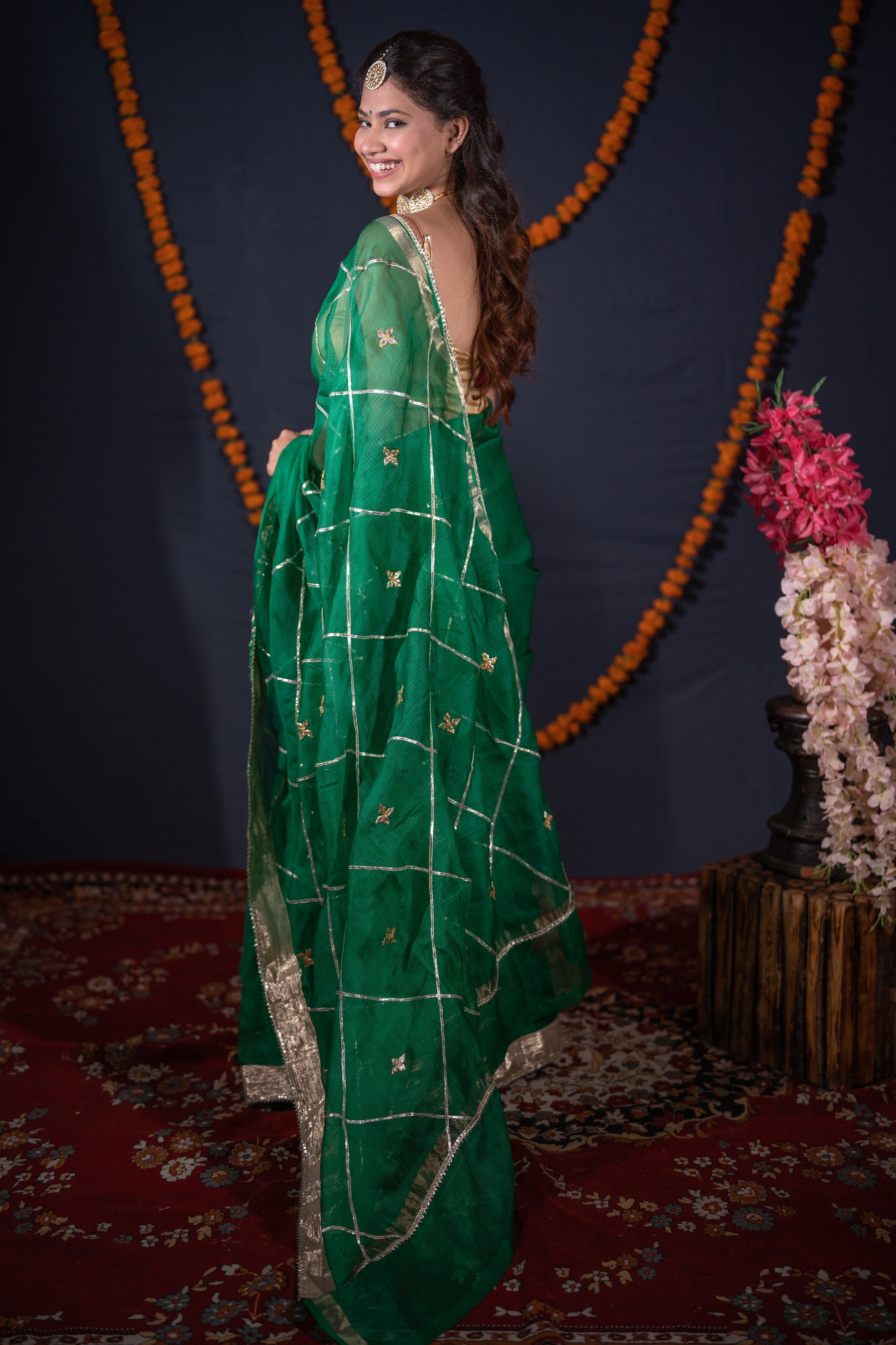 Neelmani- Green Gota Patti Silk Saree