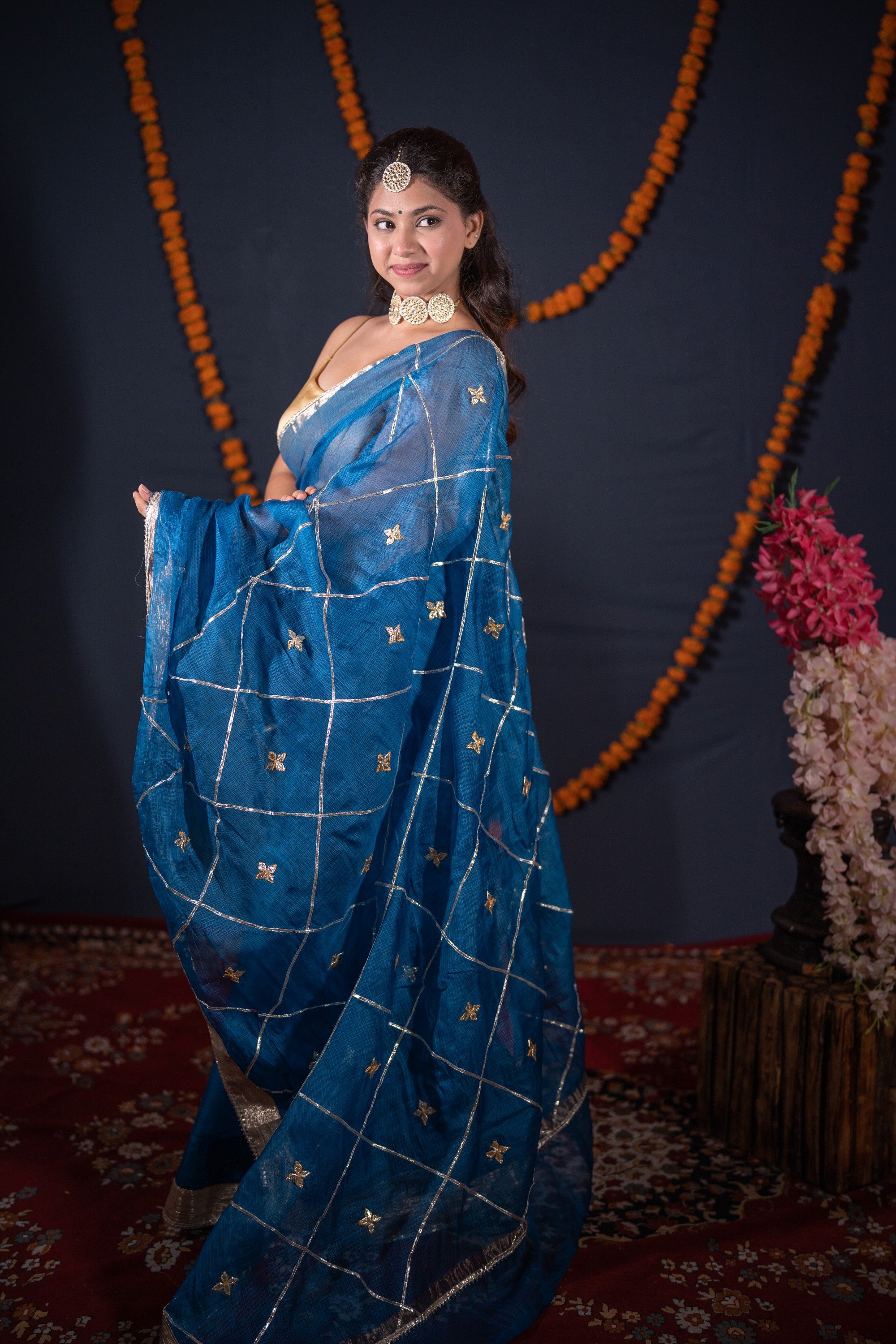 Shashwati- Blue Gota Patti Silk Saree