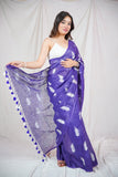 Lavanya Leaf - Purple Saree with Intricate Leaf Embroidery