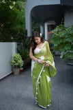 Lavanya - Green Applique Kota Doria Saree