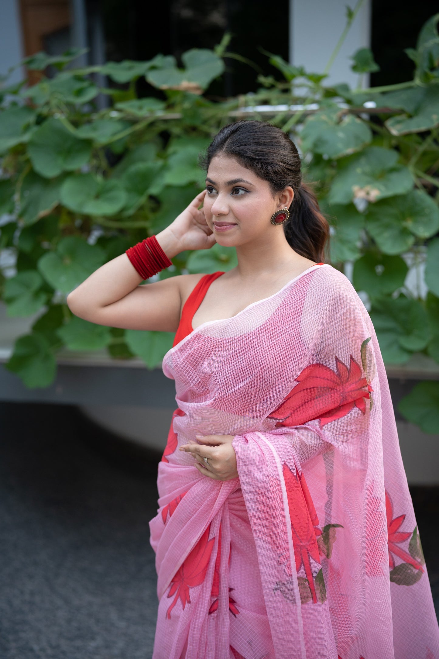 The Lotus Touch- Hand Painted Kota Doria Saree