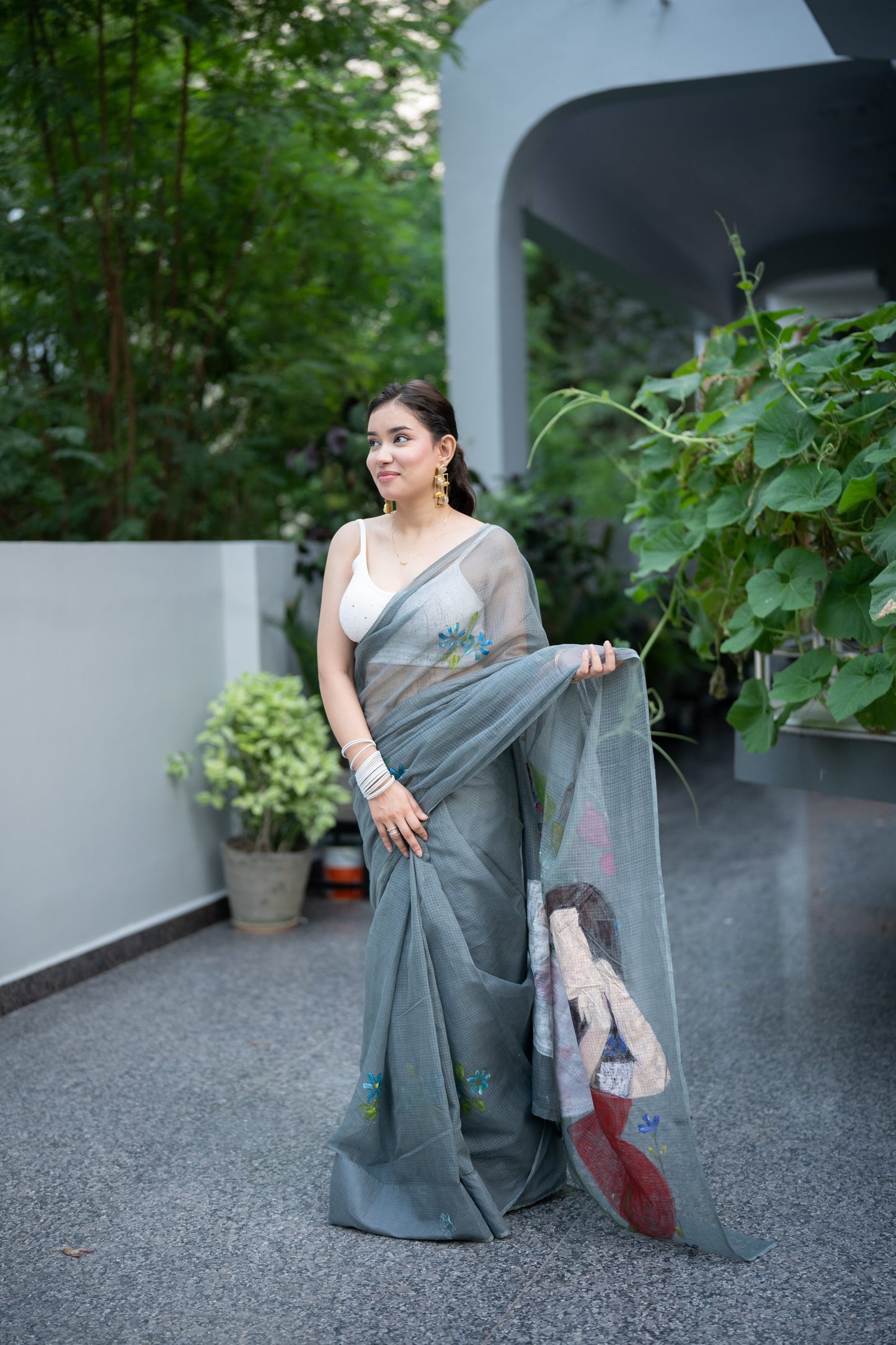 Sleeping Beauty- Handpainted Kota Doria Saree