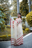 Kaira - Offwhite Doria Applique Saree