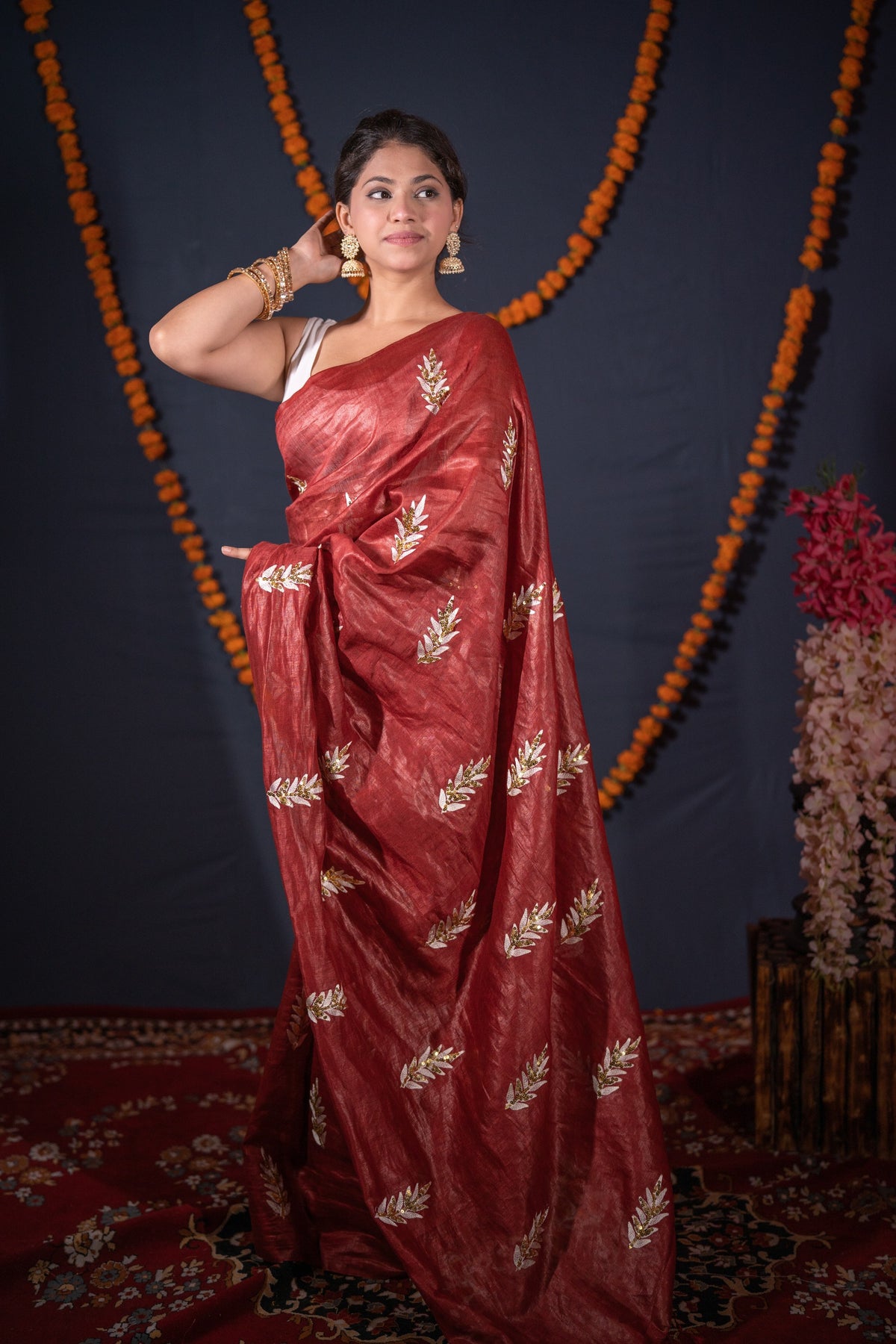 Pallavi - Leaf Silk Linen Saree