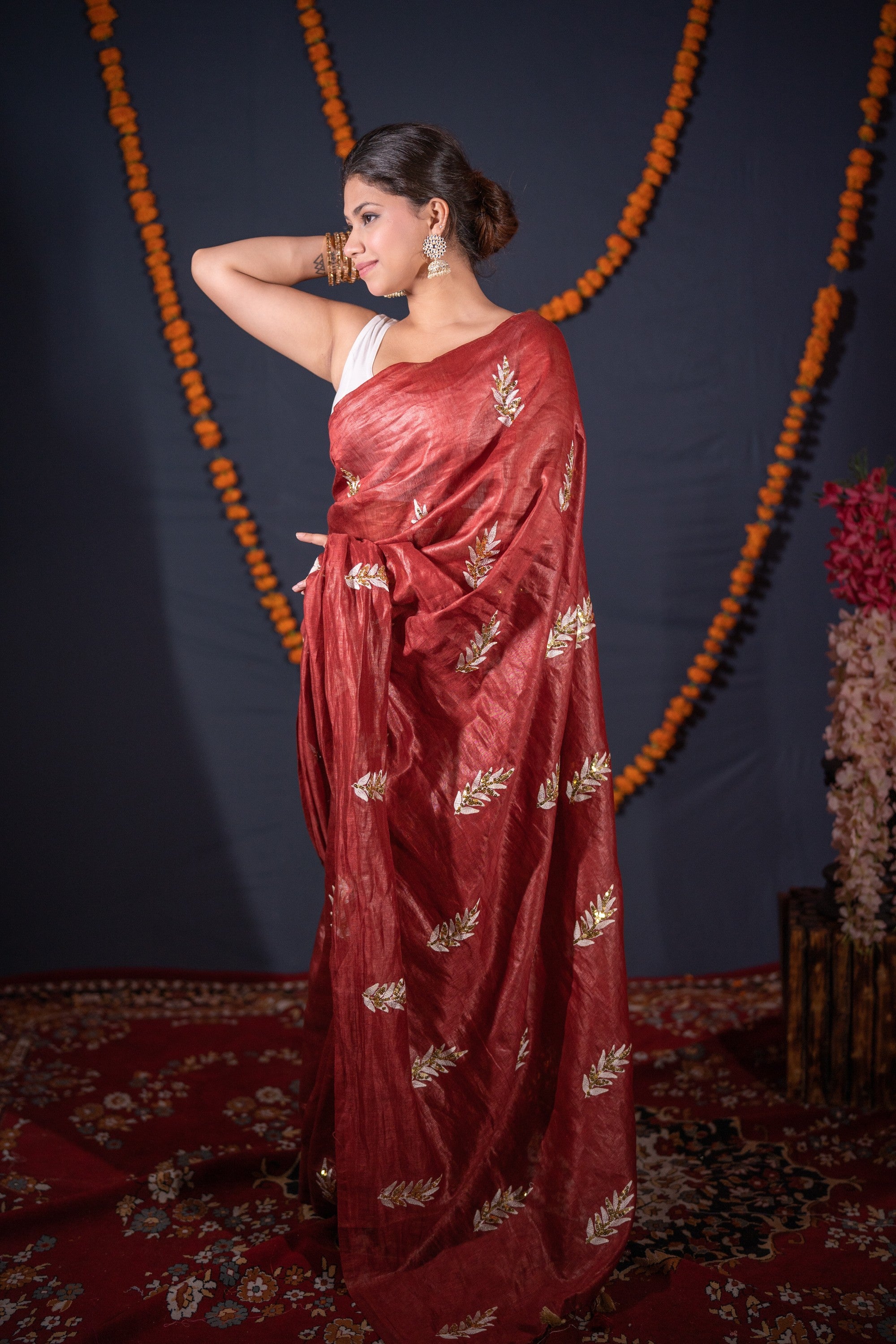 Pallavi - Leaf Silk Linen Saree