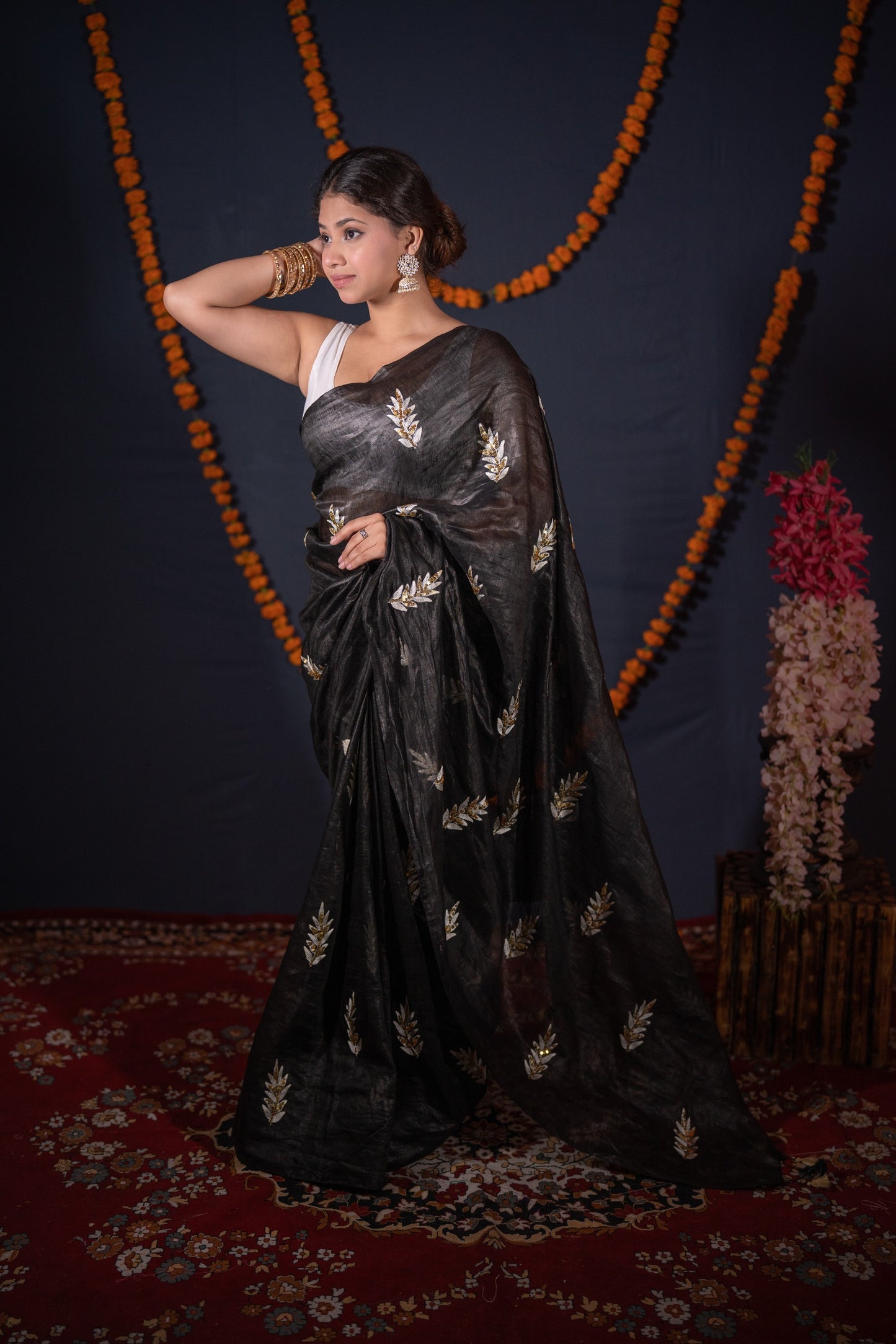 Parnika - Leaf Silk Linen Saree