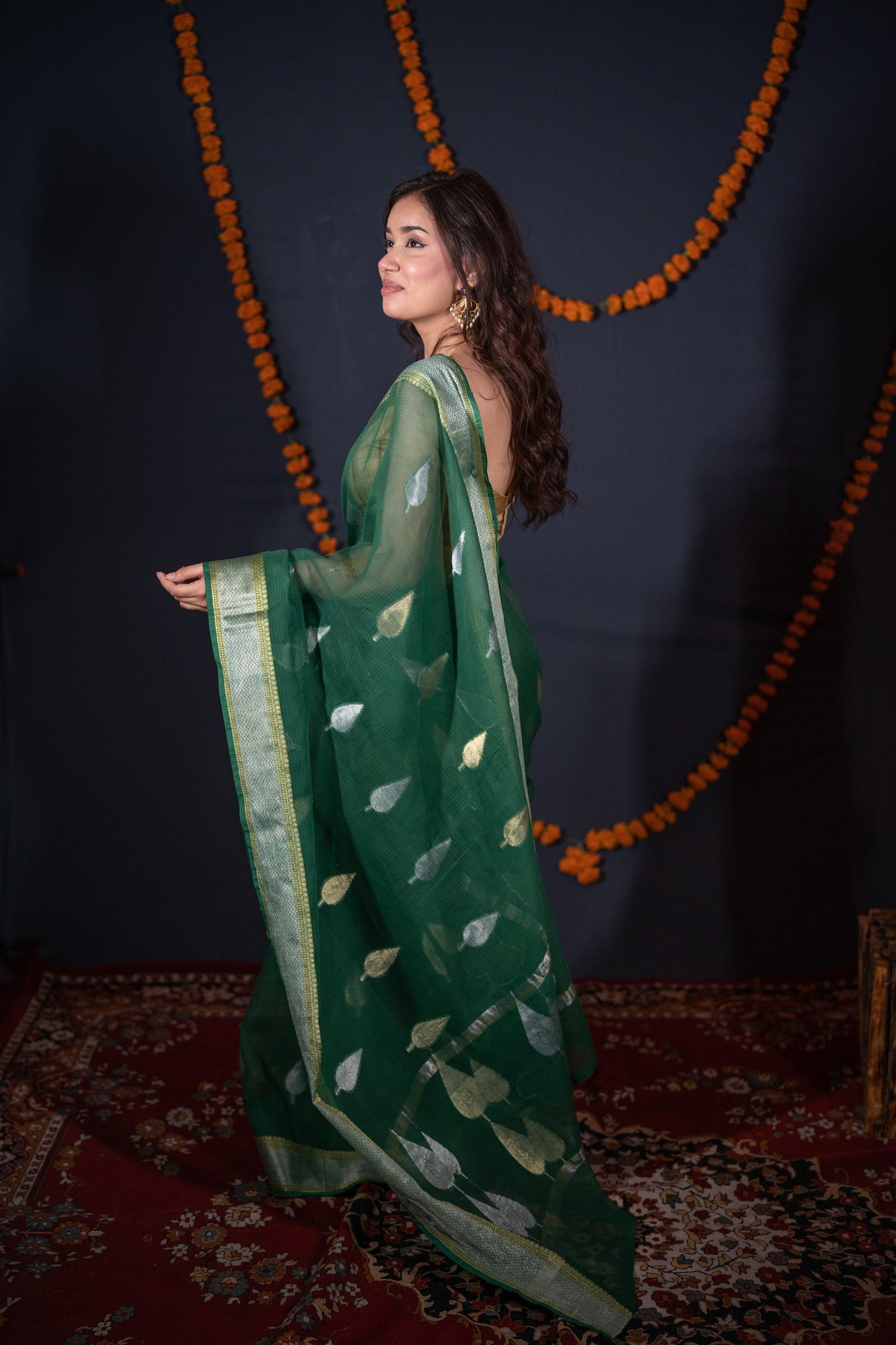 Tulika- Green Kota Doria Saree