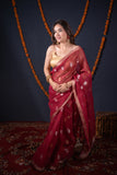 Shivani- Maroon Kota Doria Saree