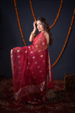 Shivani- Maroon Kota Doria Saree